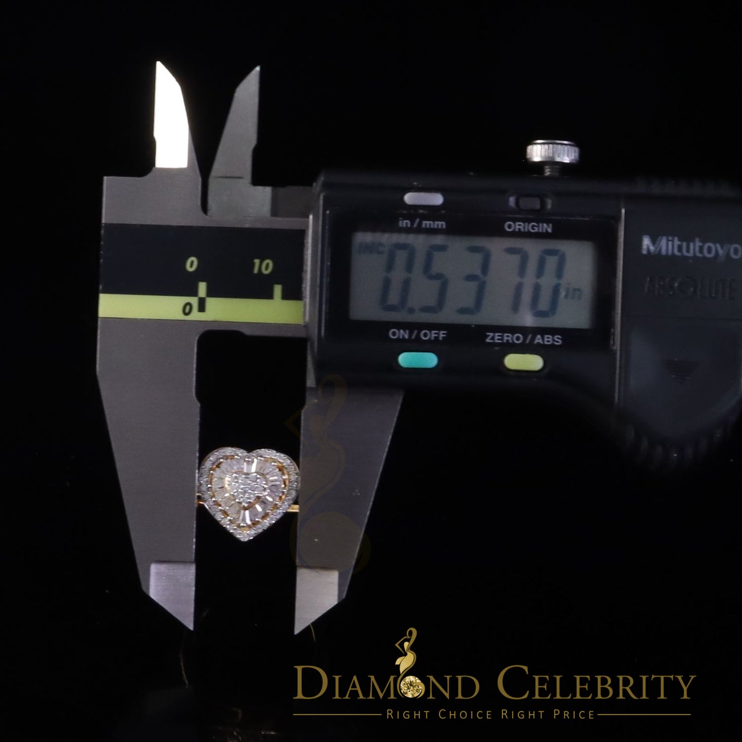 DiamondCelebritees Moissanite 925 Yellow Silver 1.00ct VVS 'D' Baguette Heart Rings Women's Size 7