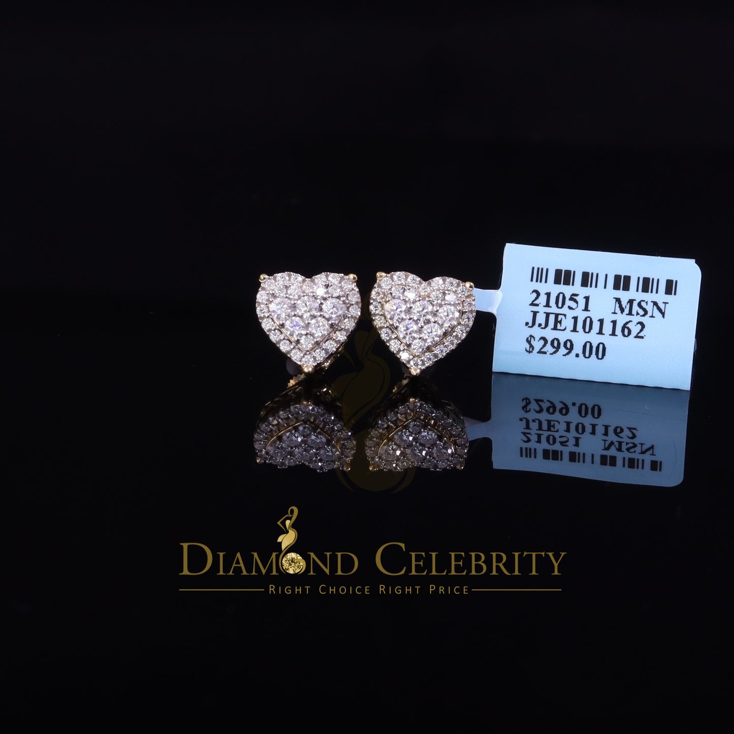 DiamondCelebritees Men's/Womens 925 Silver Yellow 1.00ct VVS 'D' Round Moissanite Heart Earrings