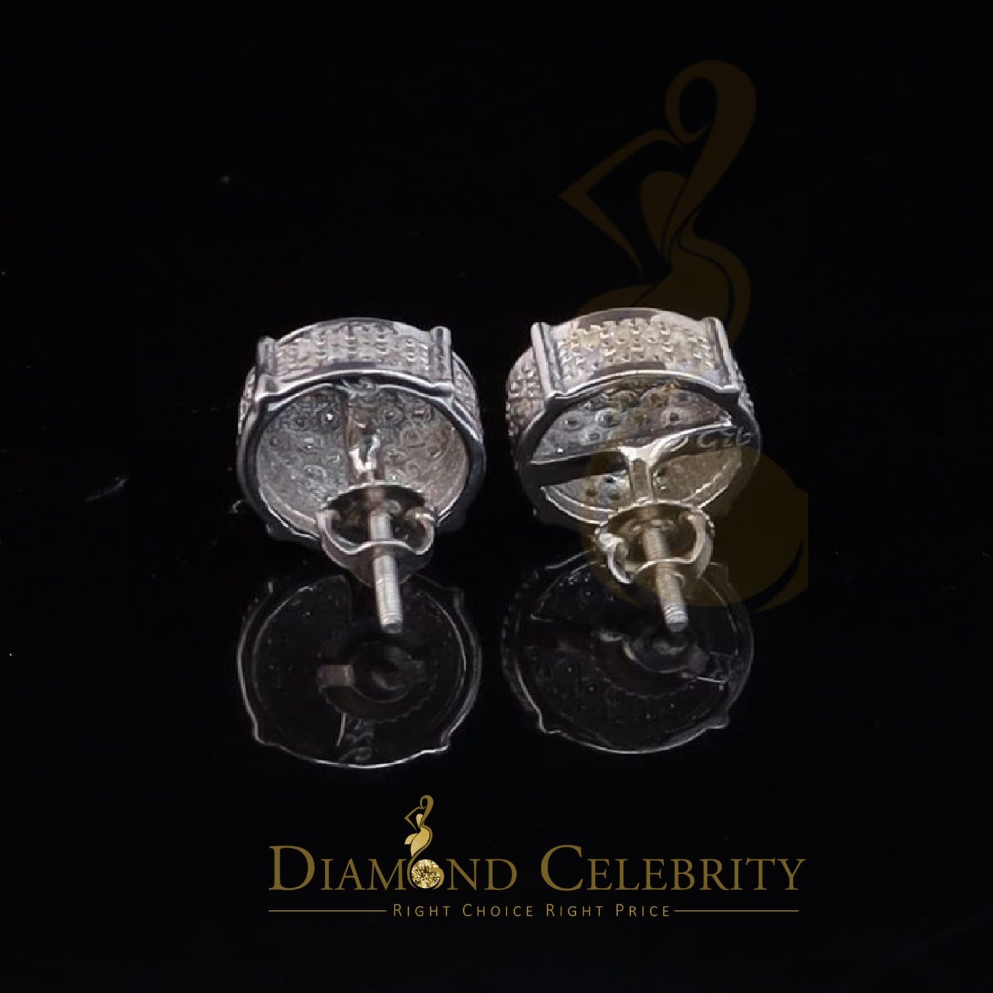 DiamondCelebritees 925 Sterling Silver White Hip Hop 0.40ct Diamond Men's/ Women's Stud Earrings