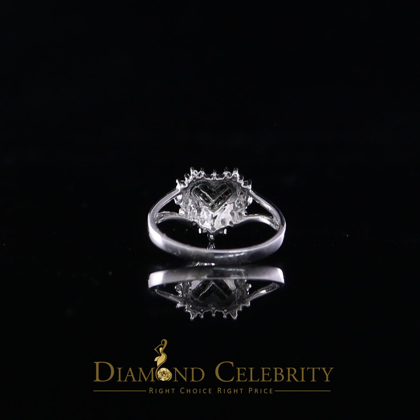 DiamondCelebritees Real 10kt White Gold Heart shape 0.33CT Real Diamond Black Princess Ring SZ 6.5