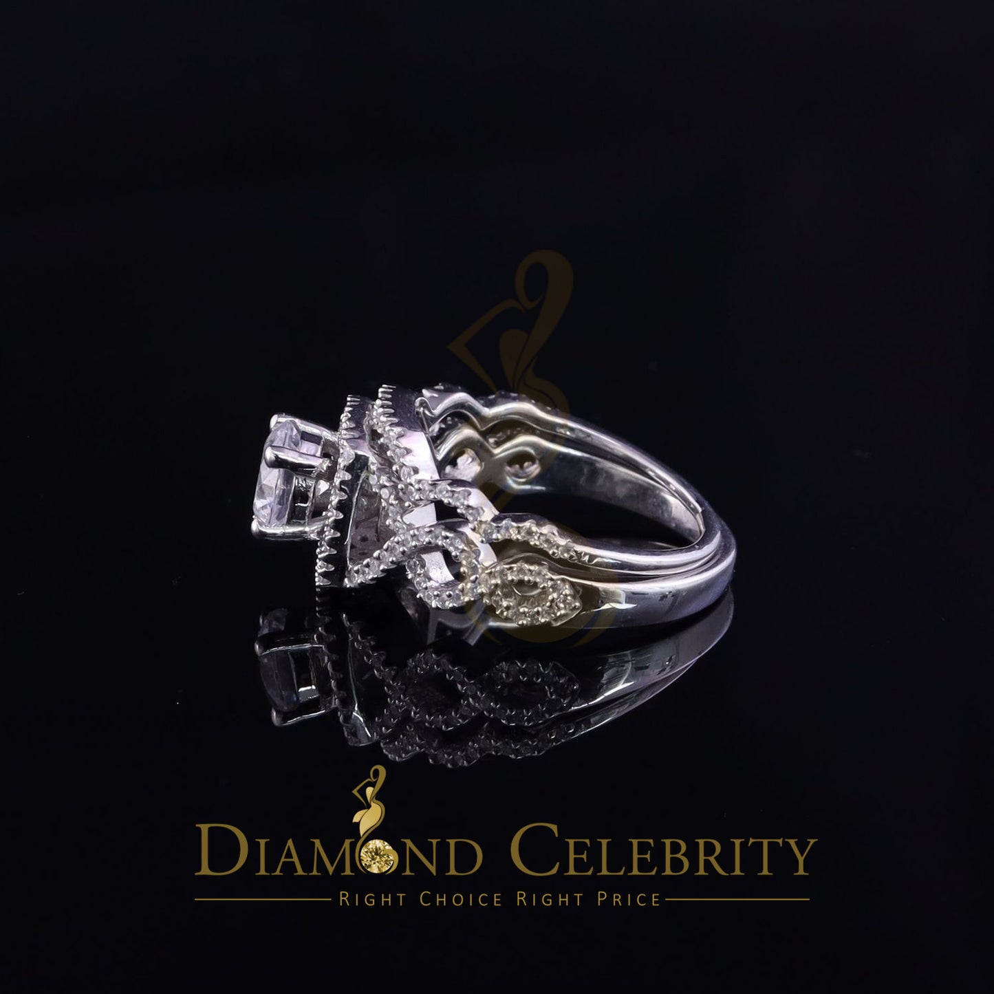 DiamondCelebritees Sterling Silver Square Cubic Zirconia 1.80ct Bridal White Womens Ring Size 7
