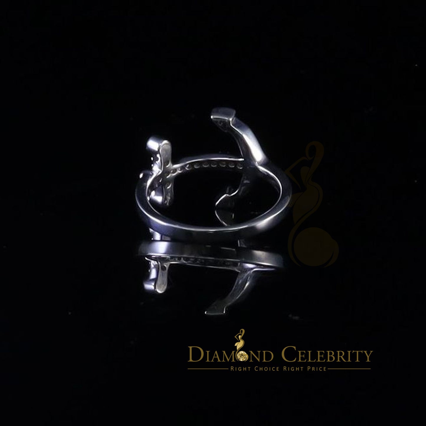 DiamondCelebritees 925 Sterling White Silver Shiny -Shaped 0.15ct Cubic Zirconia Womens Ring Size 7