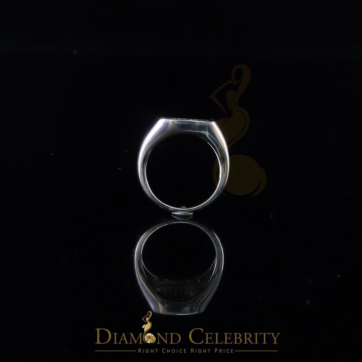 DiamondCelebritees 925 White Silver Square-Shape 0.25ct Cubic Zirconia Engagement Men's Ring SZ 8