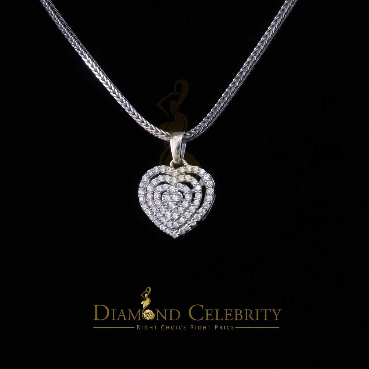 DiamondCelebritees Promise White Sterling Silver HEART Shape Pendant with 0.87ct Cubic Zirconia
