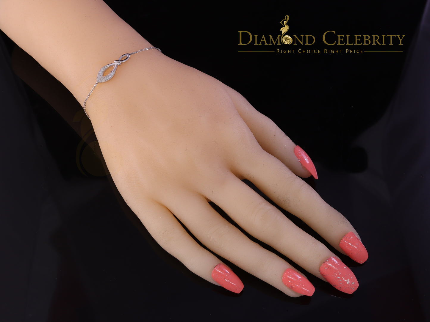 Diamondcelebritees White Sterling Silver Fashion Design Ladies Bracelet Cubic Zirconia Size 7 Inch