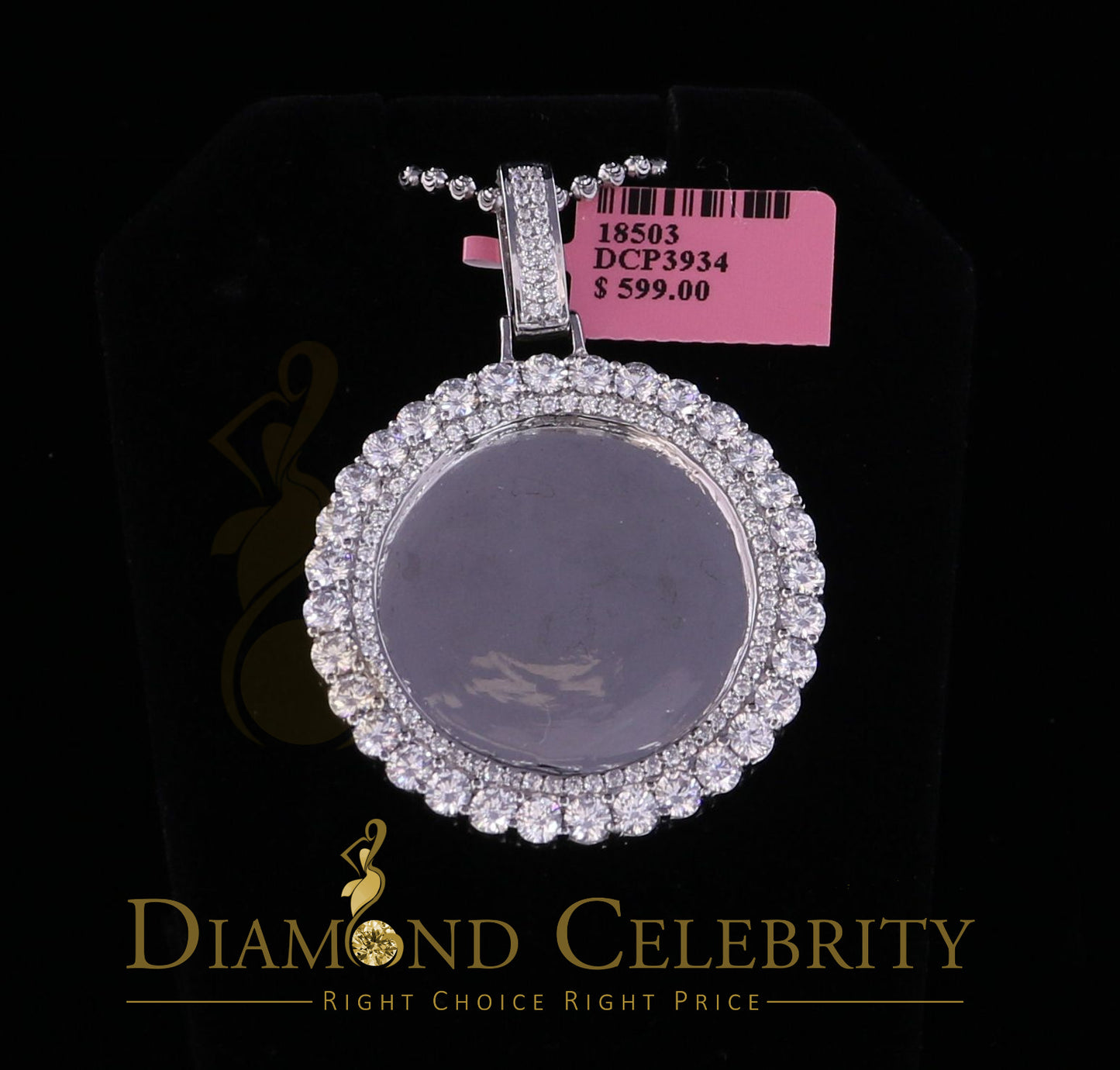 DiamondCelebritees White Beautiful 925 Sterling Silver Pendant Round Shape 9.14ct Cubic Zirconia