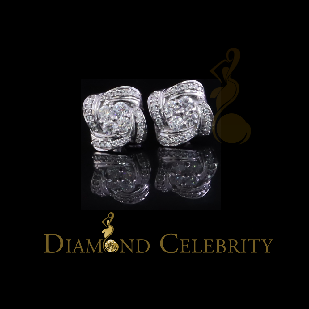 Diamondcelebritees New Men's/Womens 925 White Silver 0.50ct VVS D Moissanite Knot Stud Earrings