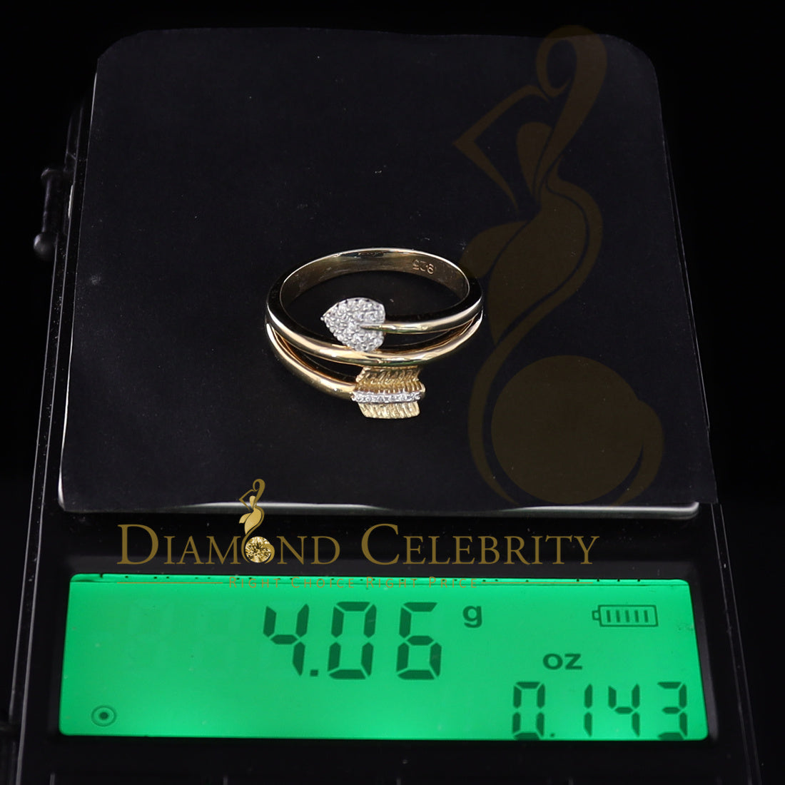 DiamondCelebritees 925 Sterling Yellow Silver 0.59ct Cubic Zirconia Promise Heart Ring Size 8.5