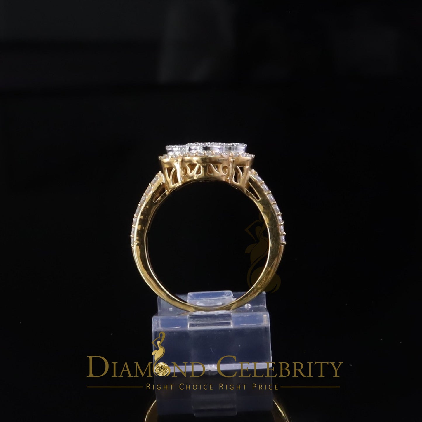 DiamondCelebritees 1.66ct VVS D Four Leaf Clover Silver Moissanite Yellow For Women's Ring Size 7