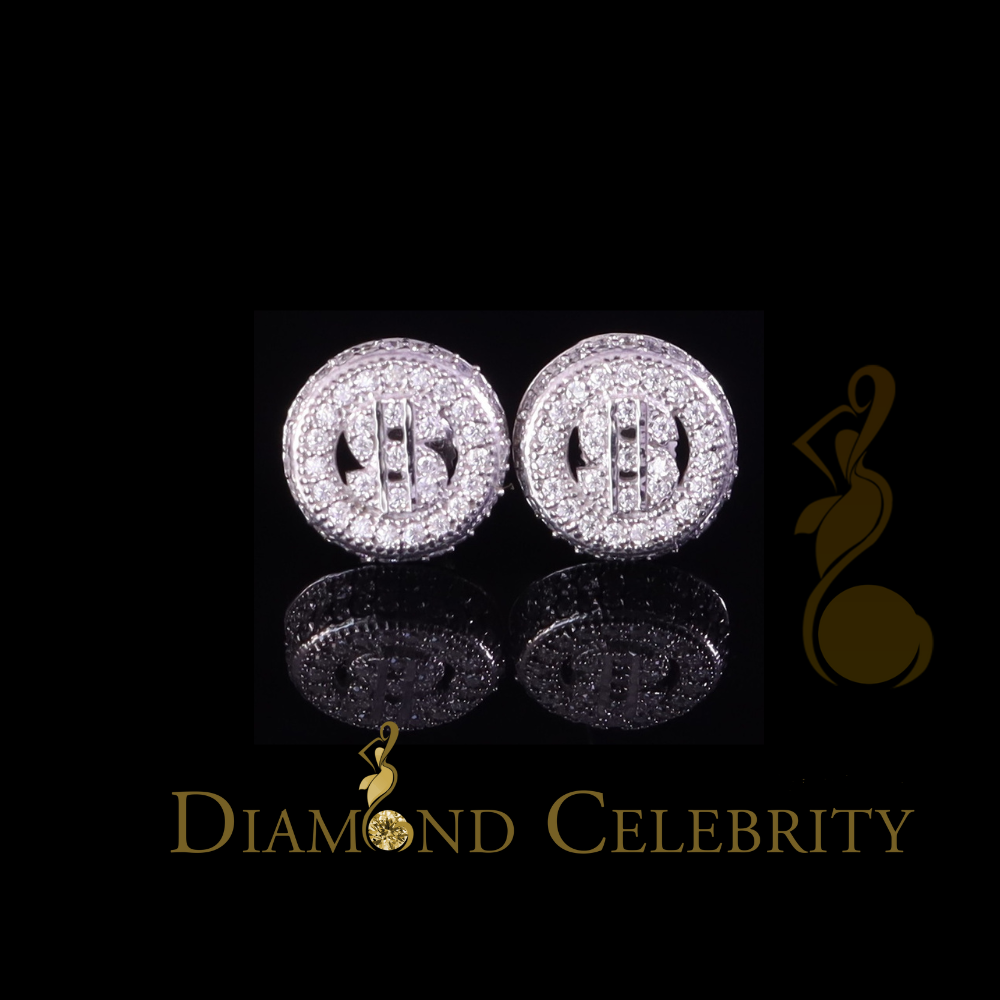 Diamondcelebritees 925 Silver White 1.00ct VVS 'D' Moissanite Dollar Sign Men's/Womens Stud Earring