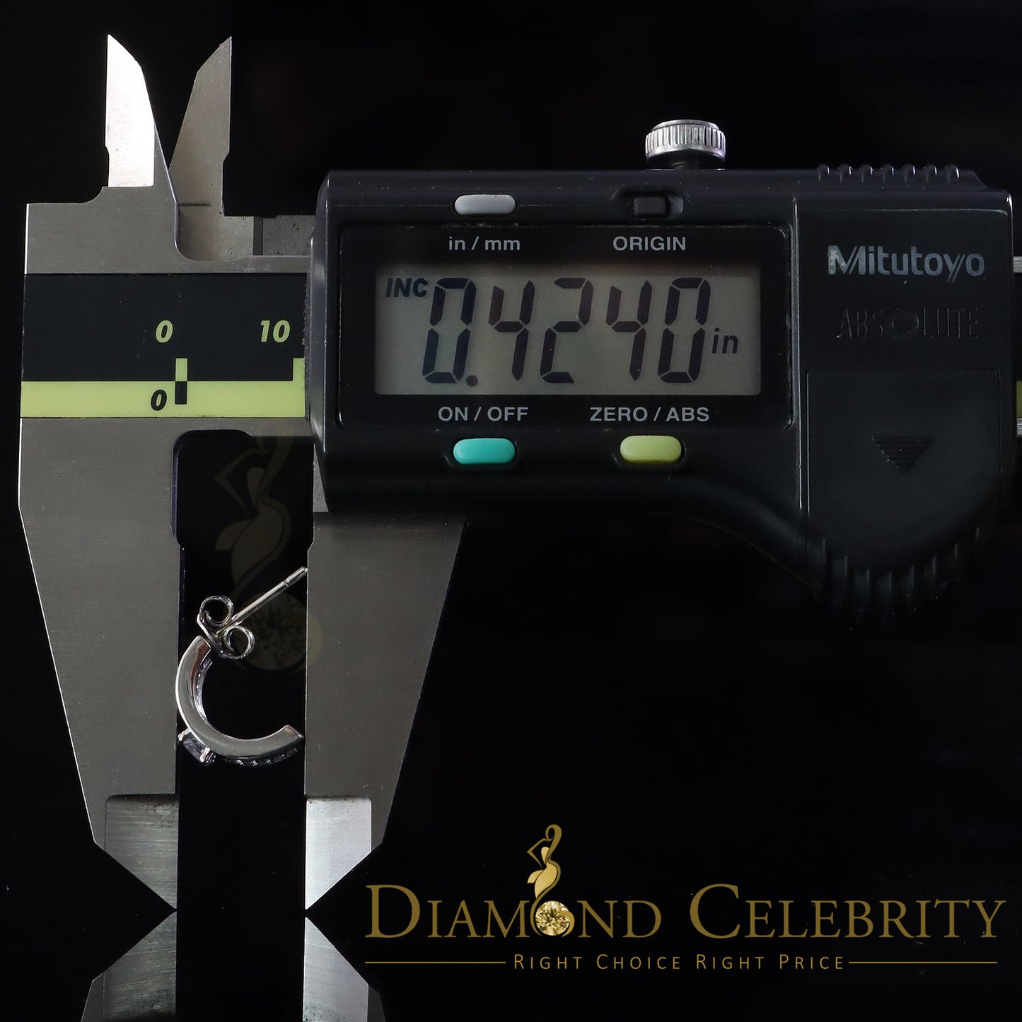 DiamondCelebritees Hip hop Mens white Gold 925 Sterling Silver Iced 2 row Huggie Hoop earrings