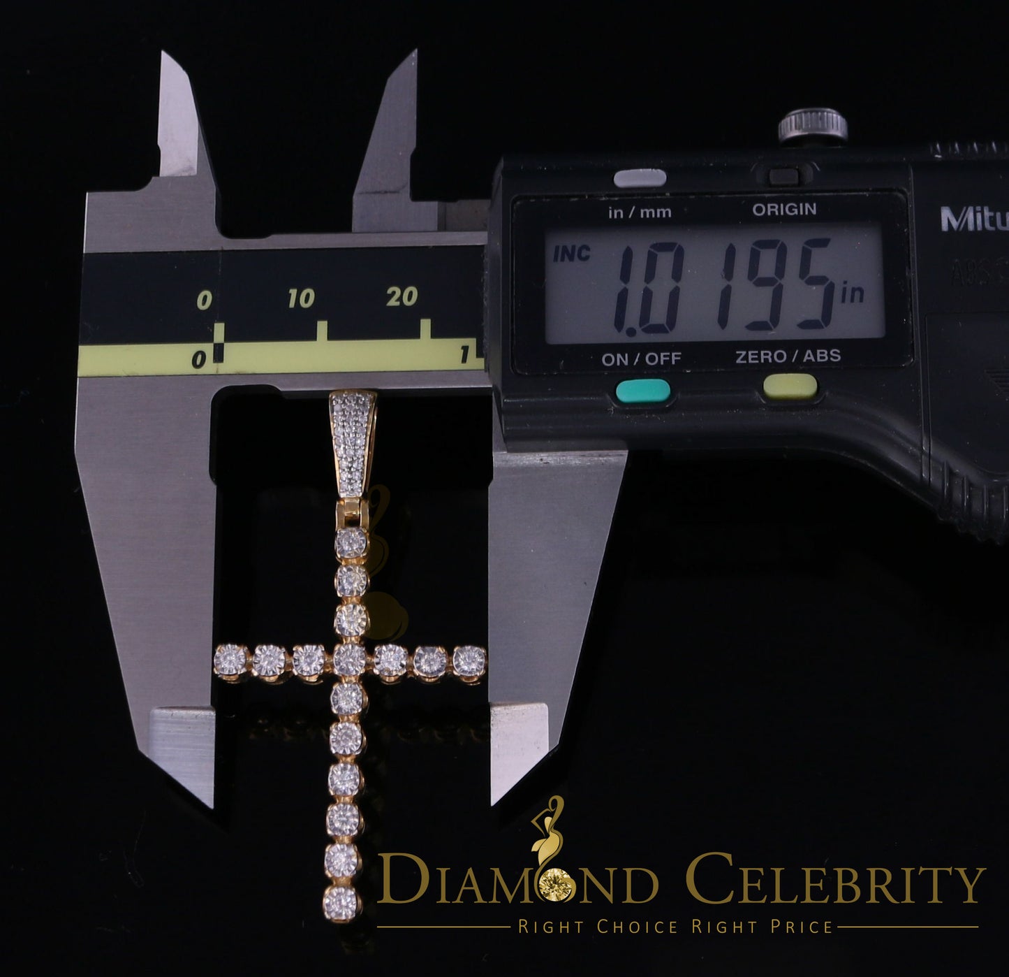 DiamondCelebritees Real 0.66ct Diamond Sterling Silver CROSS Charm FAshion Necklace Yellow Pendant