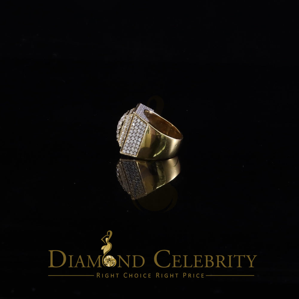 DiamondCelebritees Men's baguette 925 Yellow Silver 4.00ct VVS 'D' Moissanite 3D Square Rings SZ 10