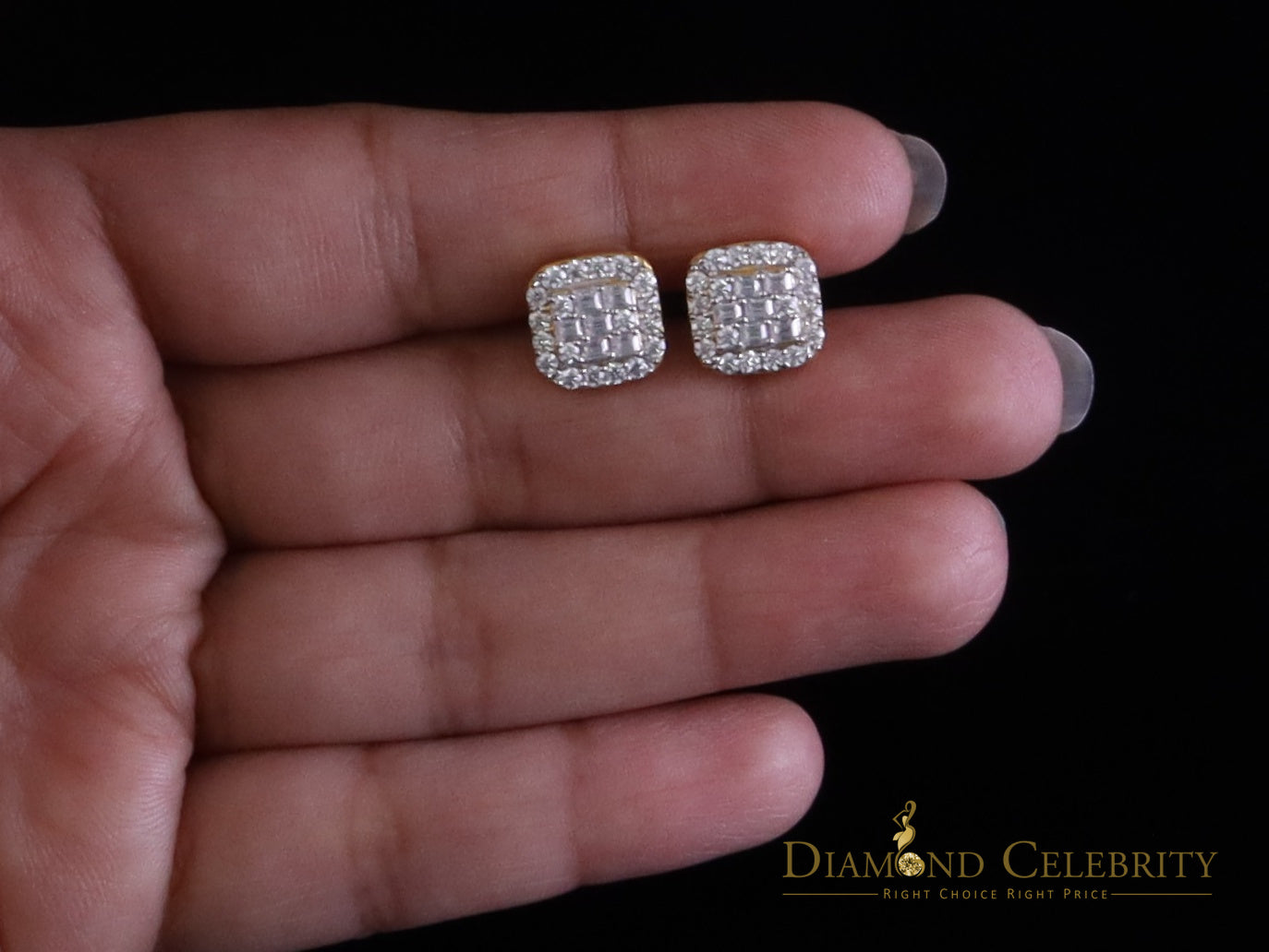 DiamondCelebritees Yellow 925 Silver 1.50ct VVS 'D' Baguette Moissanite Stud Earrings Men's/Women's