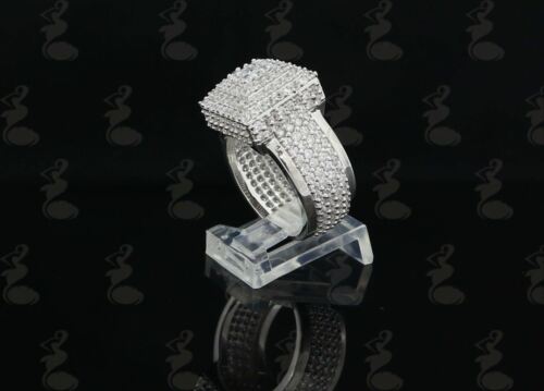 DiamondCelebritees 925 Silver White 8.50ct Cubic Zirconia Wide Square Womens Engagement Ring SZ 7.5