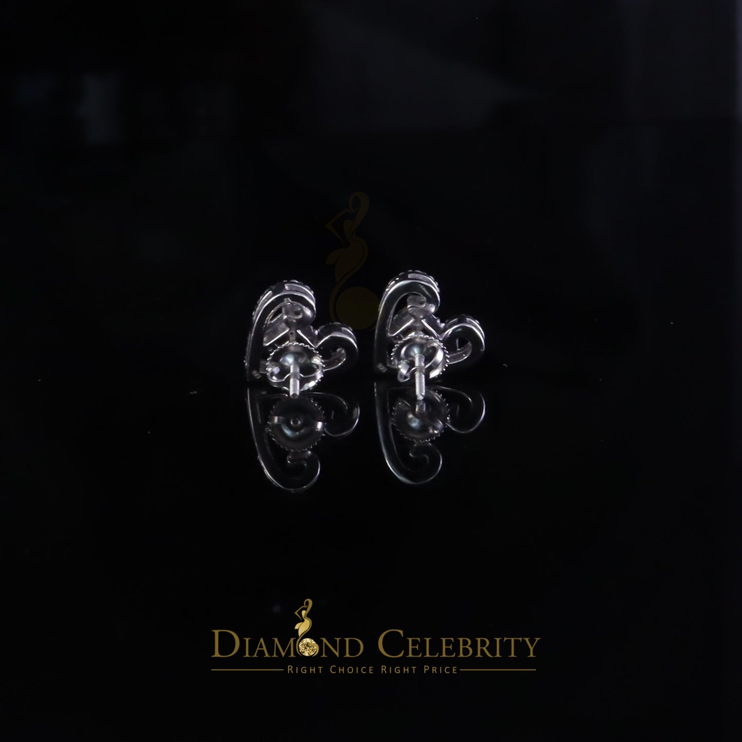 Diamondcelebritees Men/Women Stud 925White Silver Heart Baguette Earrings 1.00ct VVS D Moissanite