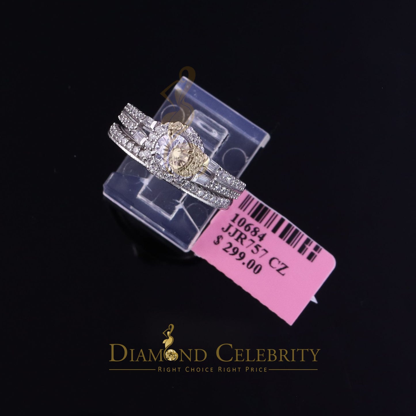 DiamondCelebritees 1.75ct Cubic Zirconia 925 White Silver Men;s/Womens Round Bridal Ring Size 7
