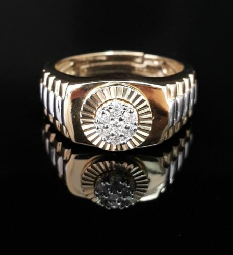 DiamondCelebritees Men's 0.30ct Cubic Zirconia Yellow Silver Round Adjustable Ring From SZ 9 to 11