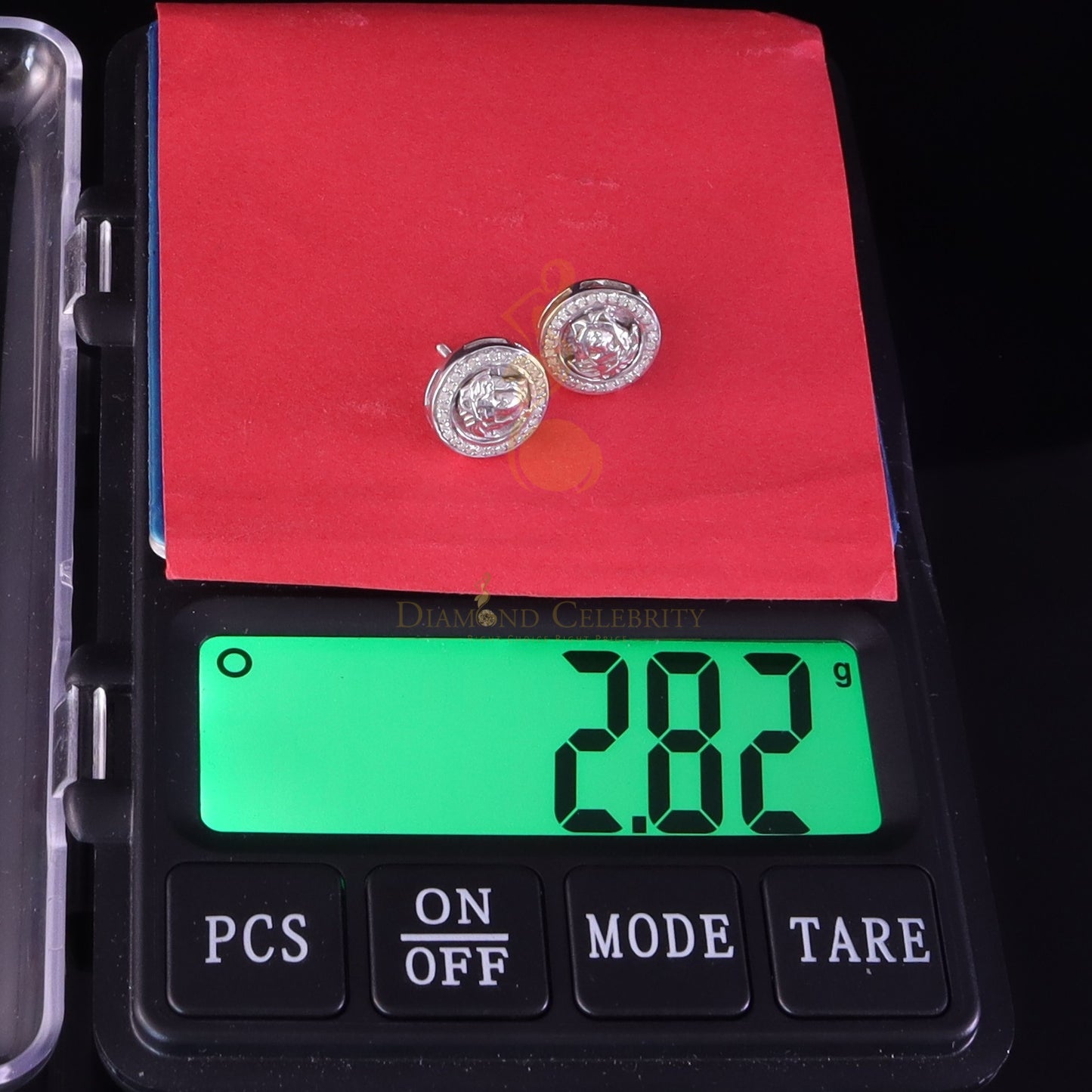 DiamondCelebritees 0.20ct Diamond 925 Sterling White Silver for Men's/ Women's Stud Medusa Earrings