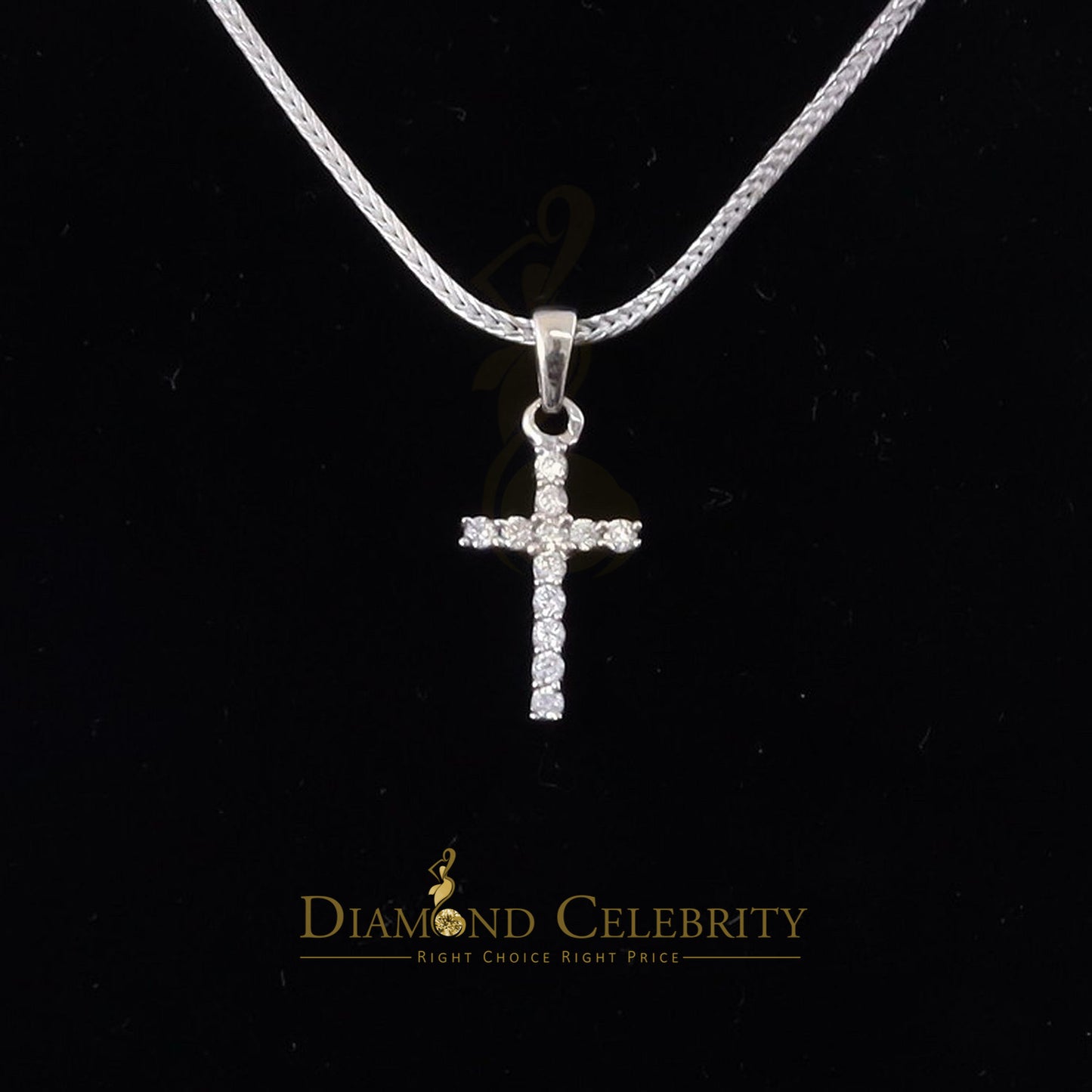 DiamondCelebritees Promise White CROSS Shape Pendant Sterling Silver 0.48ct Cubic Zirconia Stone