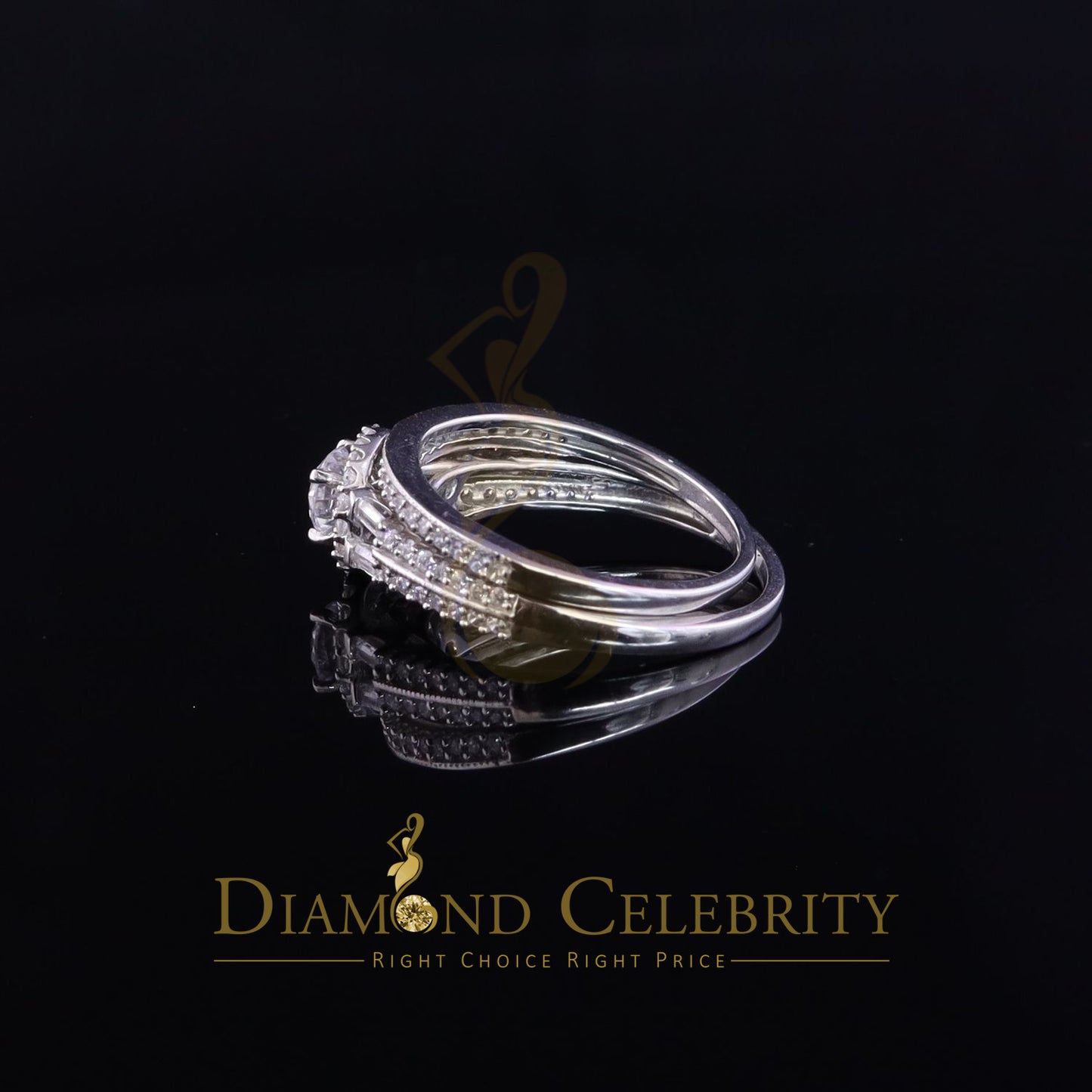DiamondCelebritees 1.75ct Cubic Zirconia 925 White Silver Men;s/Womens Round Bridal Ring Size 7