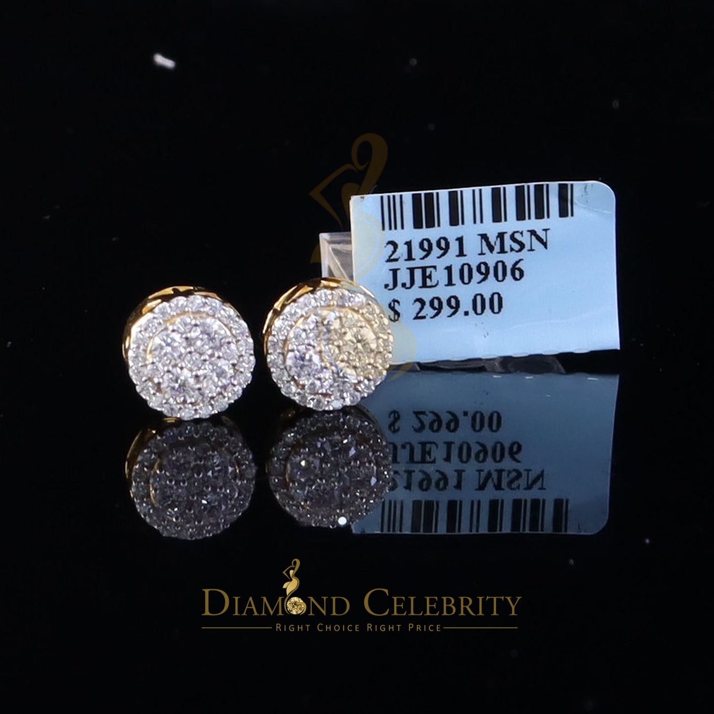 DiamondCelebritees 925 Silver Yellow 1.00ct VVS D Moissanite Round Stud Earring for Women's/Men's