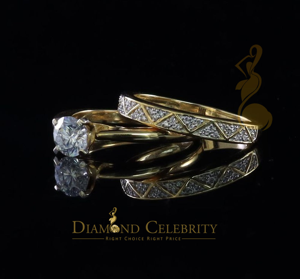 DiamondCelebritees Real 14kt Yellow Gold with 0.85 CT Real solitaire Diamond Bridal Ring Size 6.5