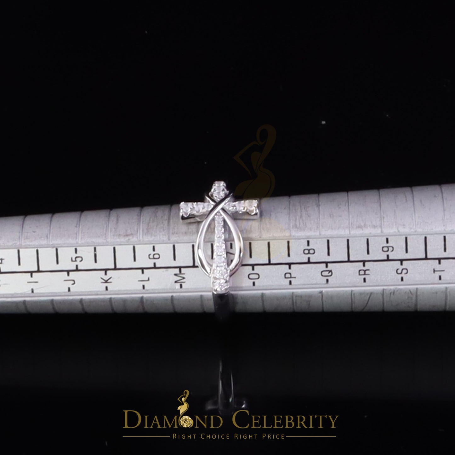 DiamondCelebritees 925 Sterling White Silver 0.20ct Cubic Zirconia Cross Shape Womens Ring Size 7