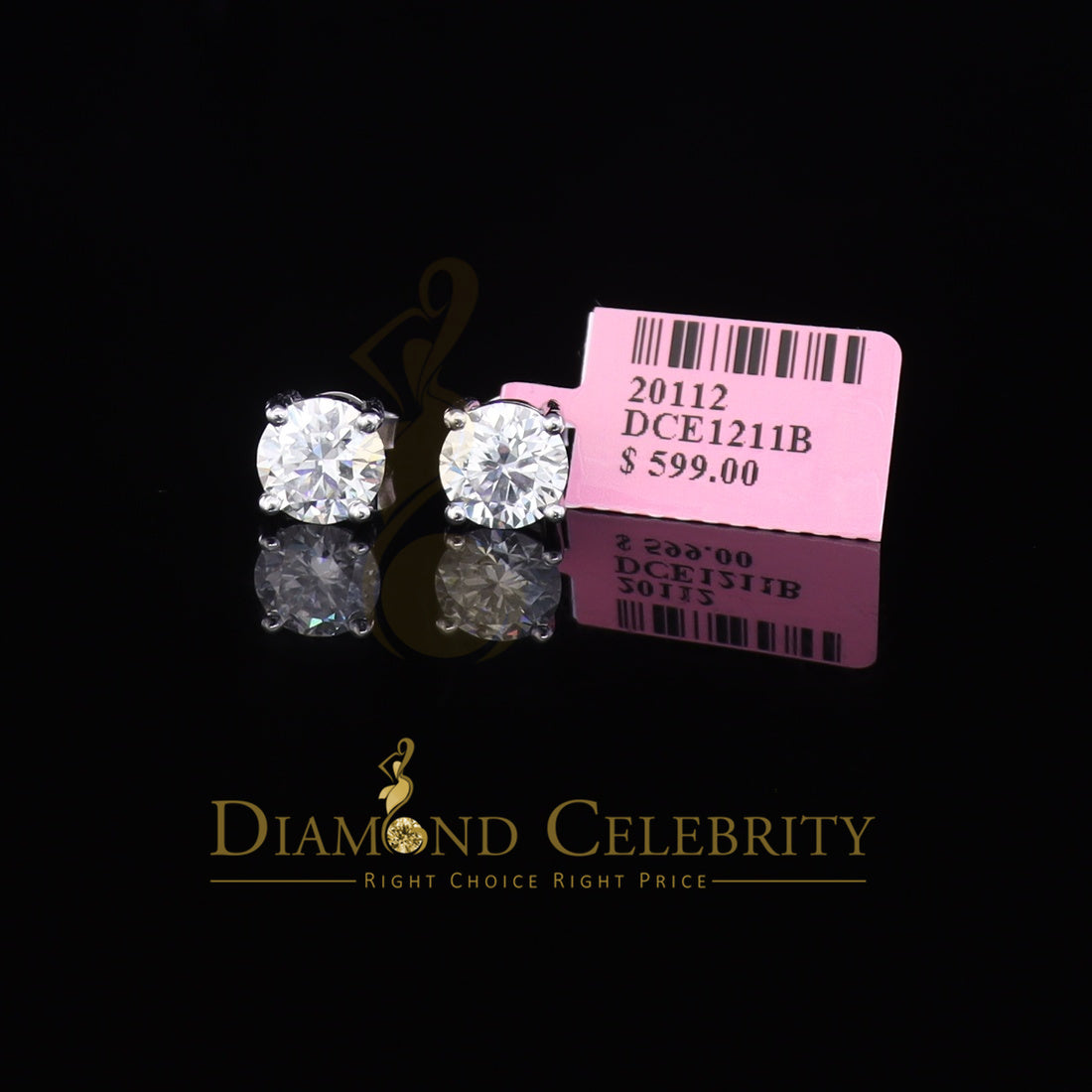 Diamondcelebritees Mens & Womens stud 925 silver White 3.00ct VVS 'D' Color Moissanite CZ Earrings