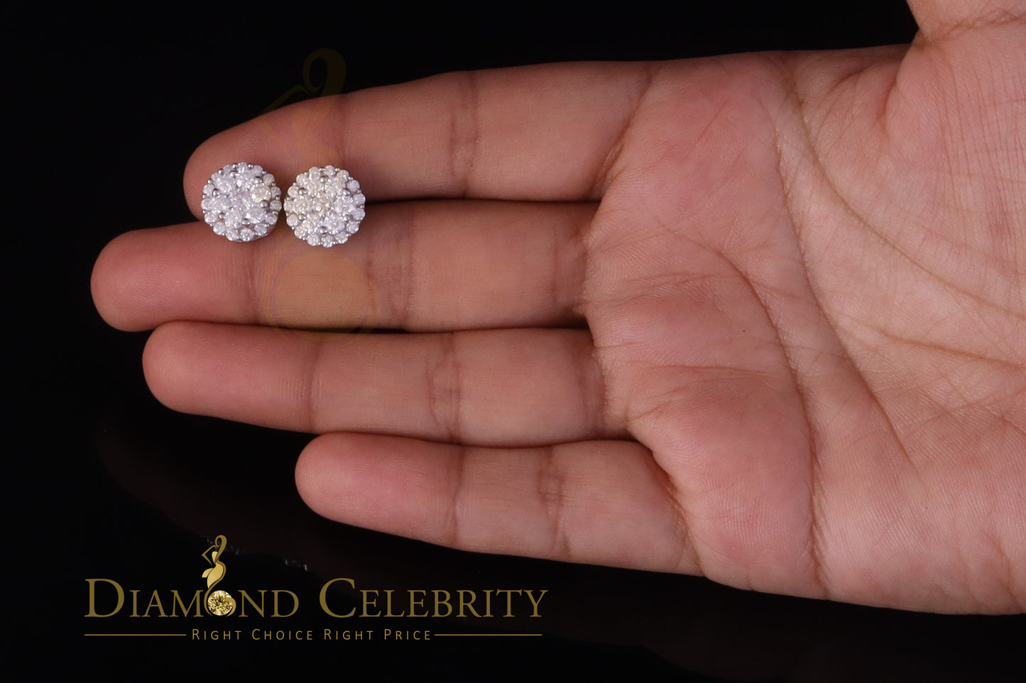 Diamondcelebritees Men's/Womens 925 Silver White 2.00ct VVS 'D' Moissanite Round Stone Earrings