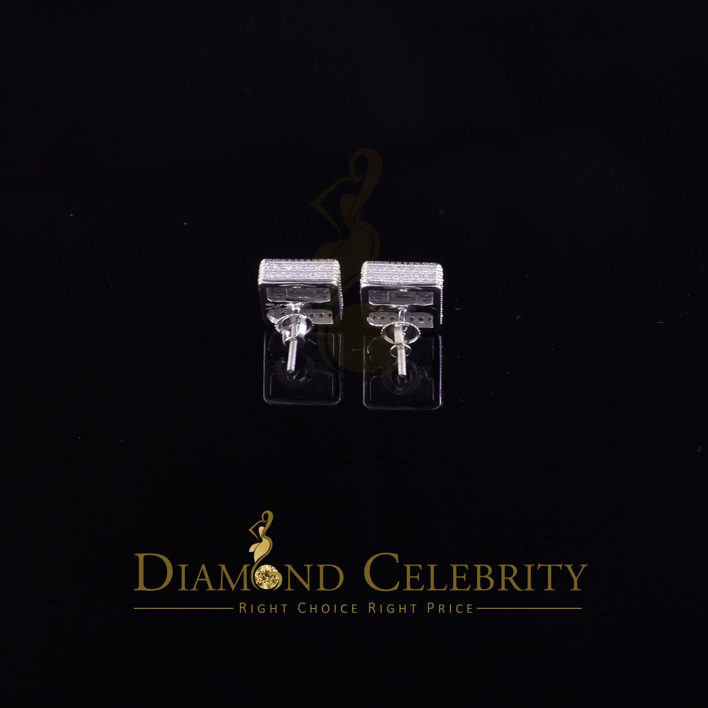Diamondcelebritees Cubic Zircon 925 Silver 1.00ct White Silver Women's/Men's Square Stud Earrings