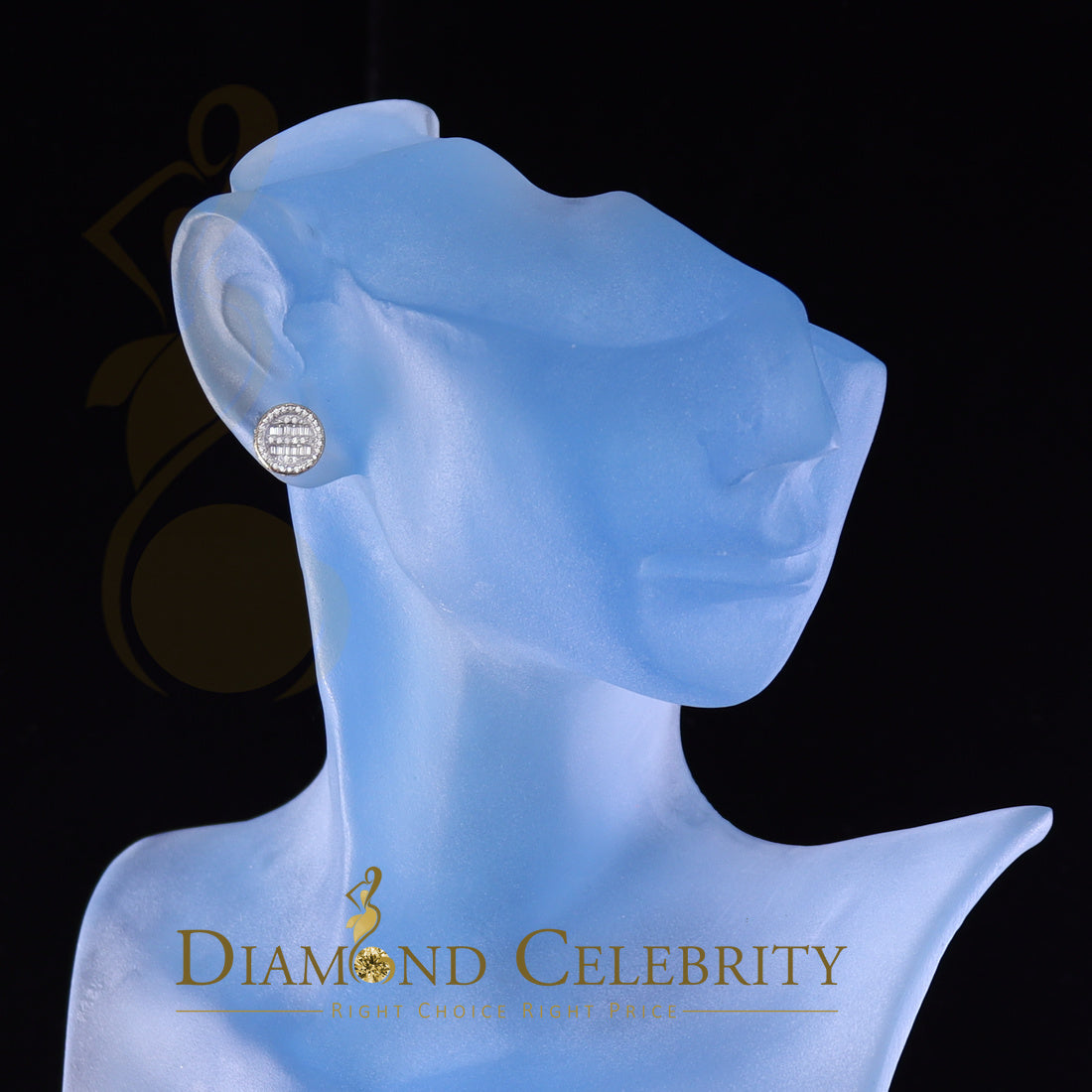 DiamondCelebritees 0.50ct VVS 'D' Moissanite Men's/Womens 925 Yellow Silver Round Stud Earrings