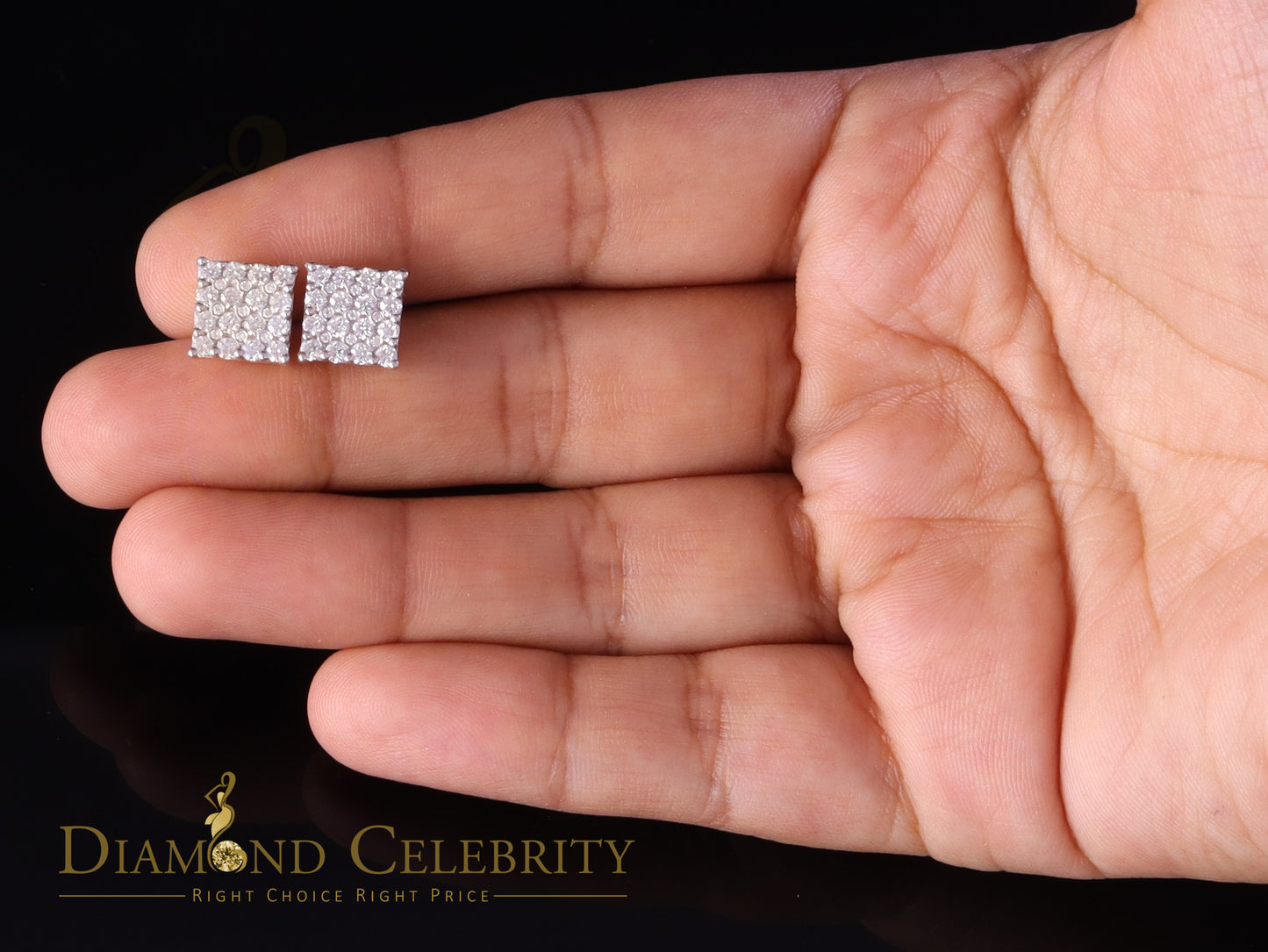 DiamondCelebritees Men's/Womens 925 Silver Yellow 1.00ct VVS 'D' Moissanite Square Stud Earrings