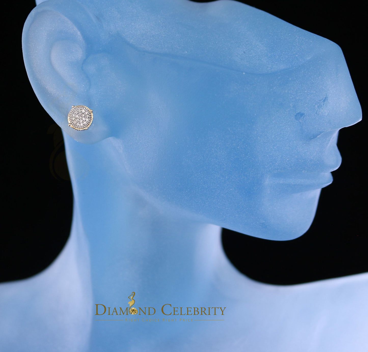 DiamondCelebritees 10K Real Yellow Gold with 0.10CT Real Diamonds stud Earrings Men's/Women's