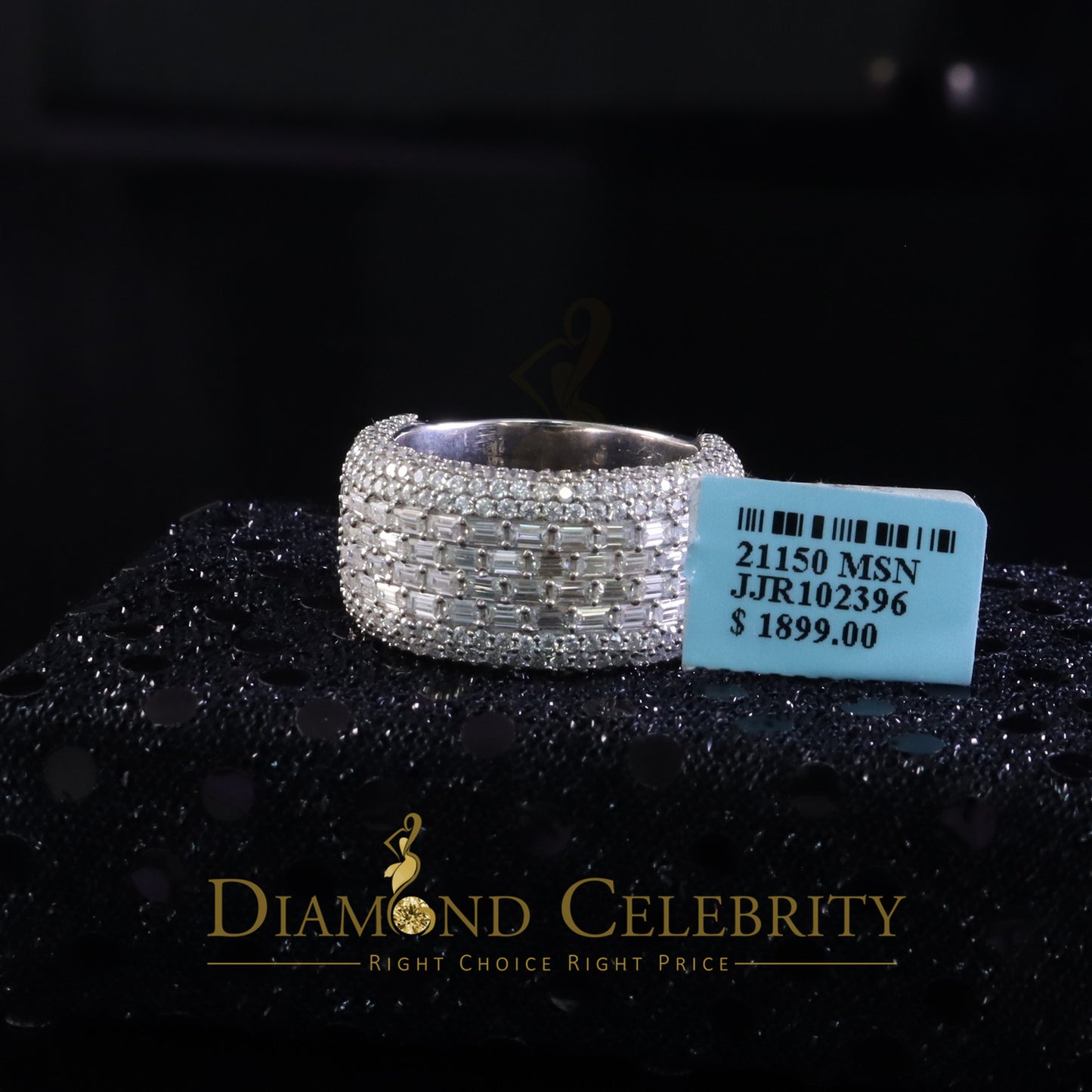 DiamondCelebritees Men's/Womens Silver White 6.00ct VVS 'D' Moissanite Baguette Stone Band Size 10