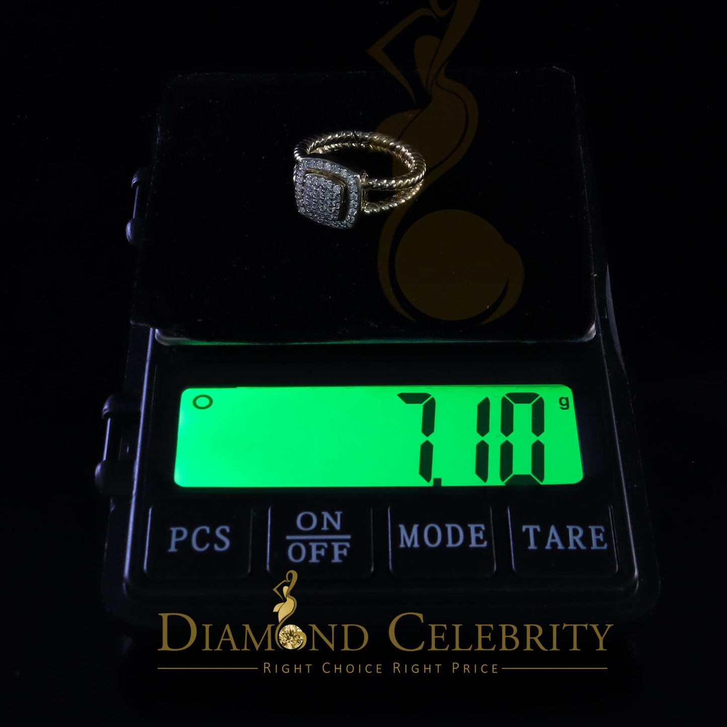 DiamondCelebritees 0.95ct Cubic Zirconia 925 Sterling Yellow Silver Square Womens Ring Size 7.5