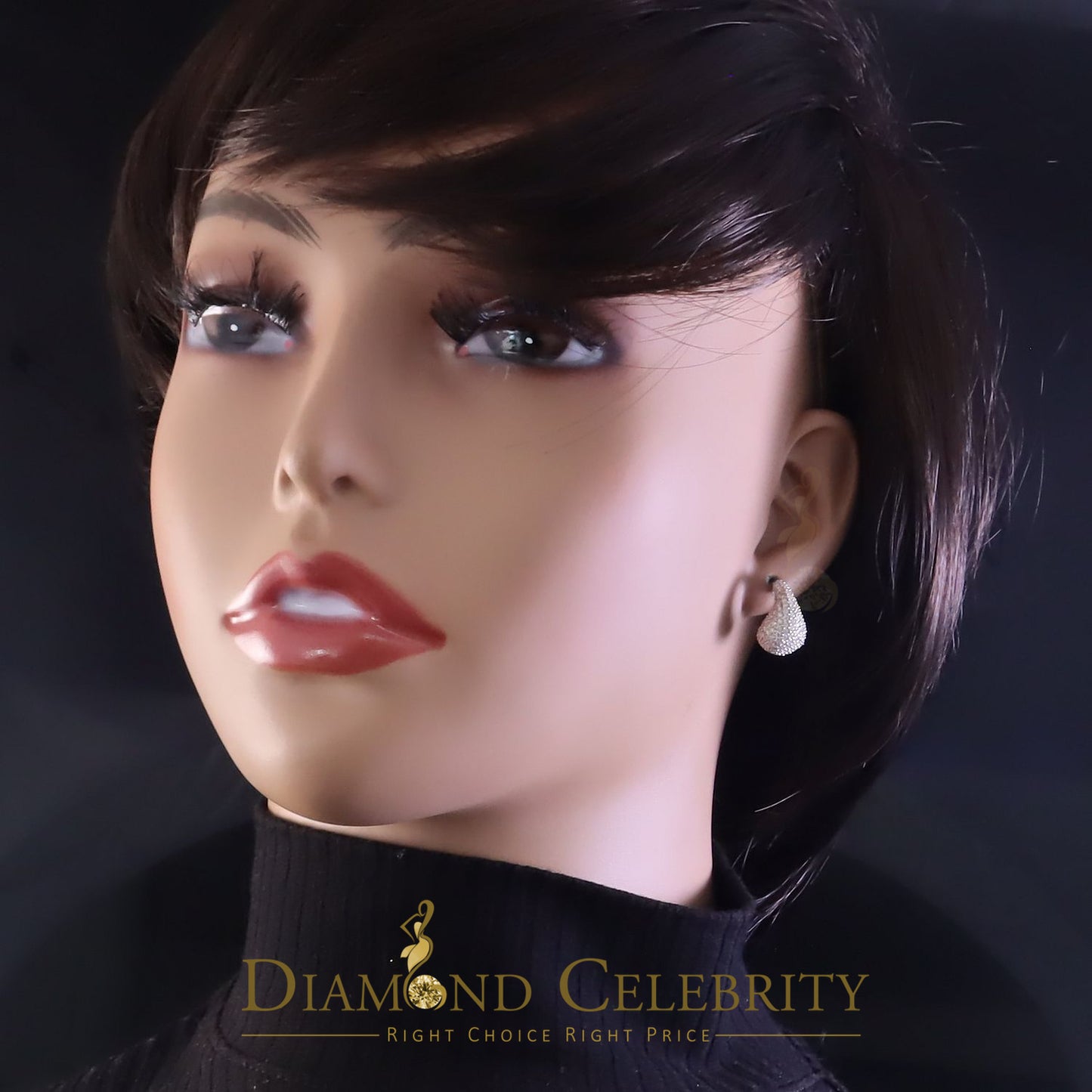 Diamondcelebritees New Fashionable 4CT VVS D Moissanite Womens 925 White Silver Tear Drop Earrings