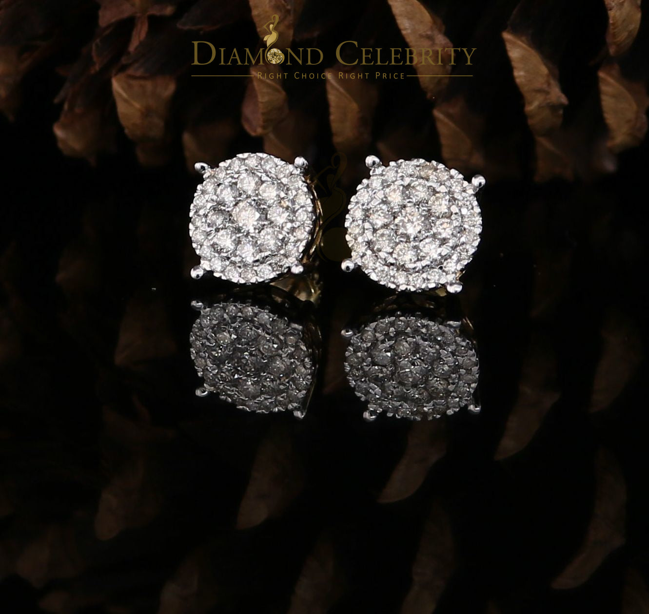 DiamondCelebriteesMen's/Women's 10K Real Yellow Gold with 1.20CT Real Diamond Stud Earrings