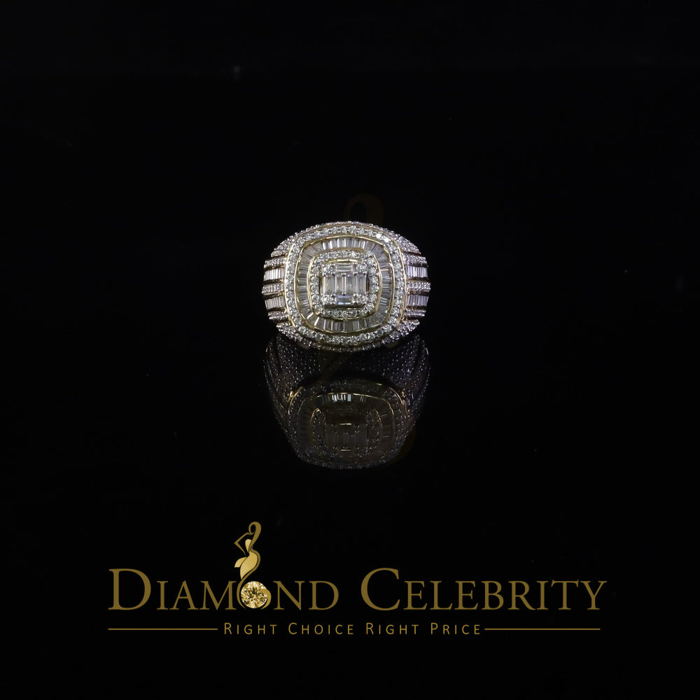 DiamondCelebritees Men's 925 Sterling Silver 5.50ct VVS 'D' Moissanite Yellow Round Rings Size 10