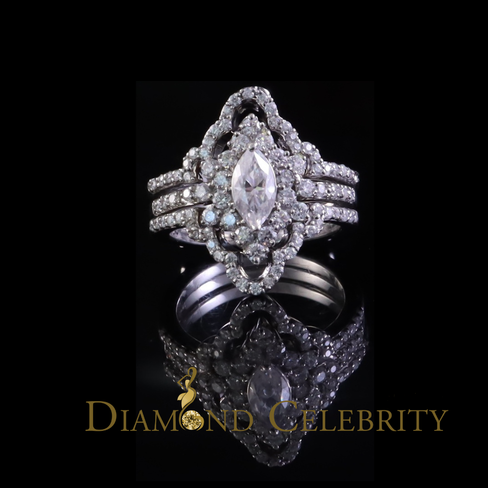 DiamondCelebritees Womens 2.00ct VVS 'D' Marquise Moissanite 925 Sterling Silver White Ring Size 7