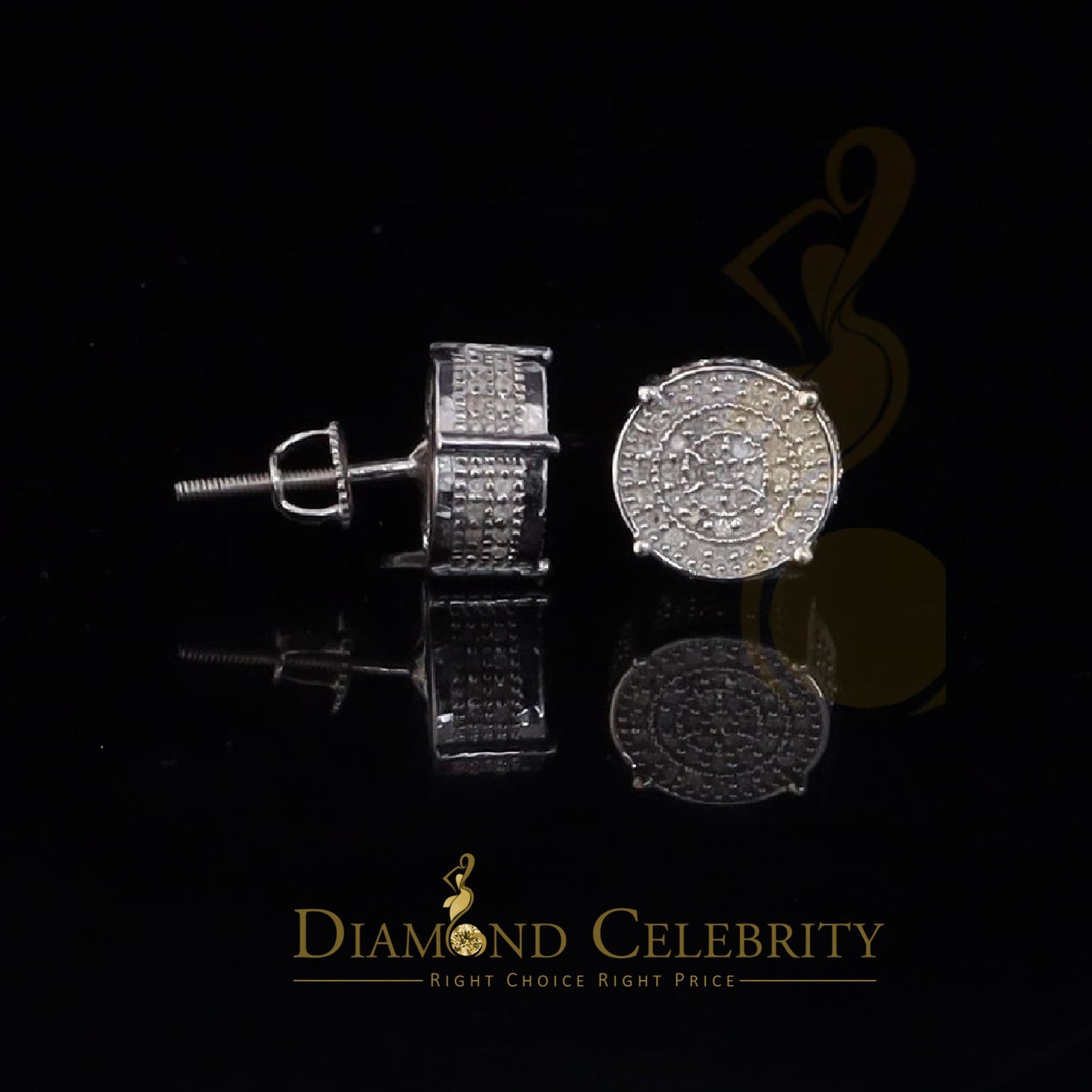 DiamondCelebritees 925 Sterling Silver White Hip Hop 0.40ct Diamond Men's/ Women's Stud Earrings