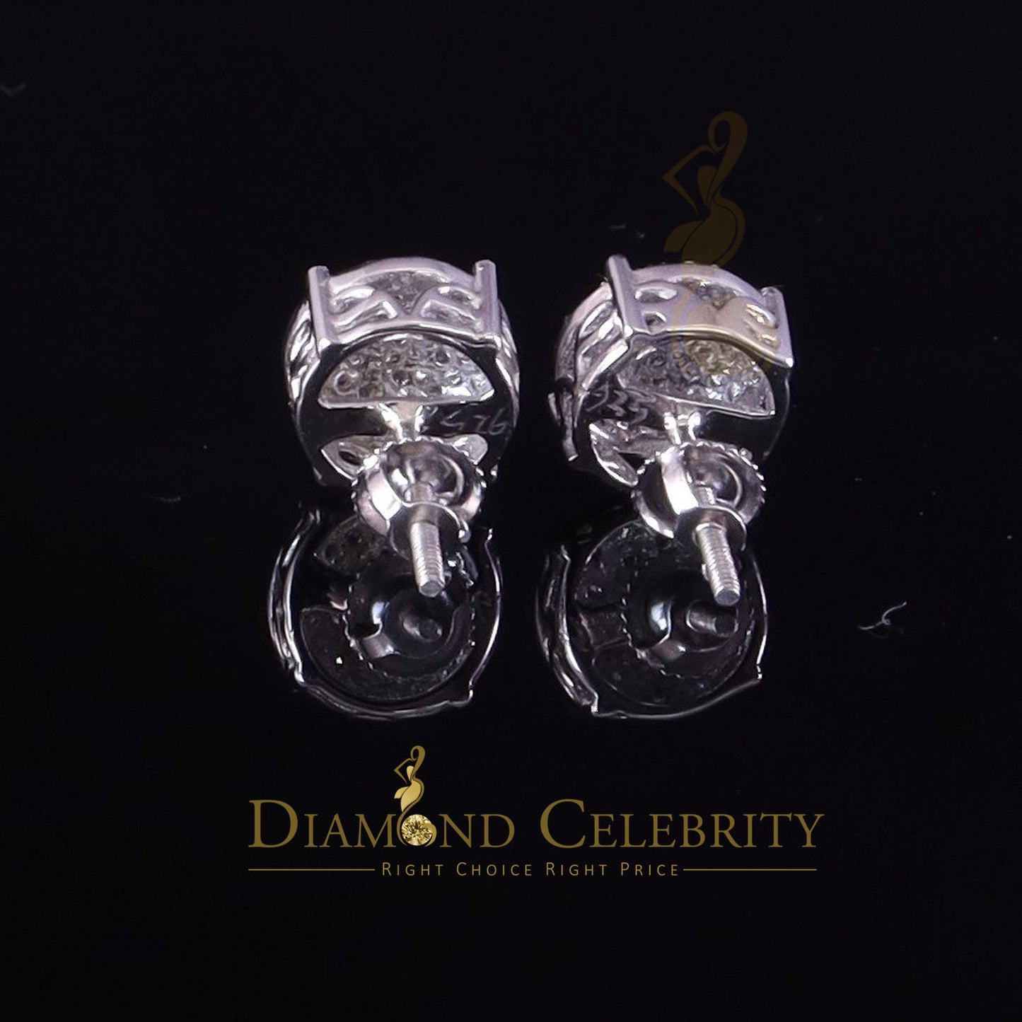 DiamondCelebritees 0.10ct Diamond 925 Sterling White Silver for Men's & Womens Stud Round Earring