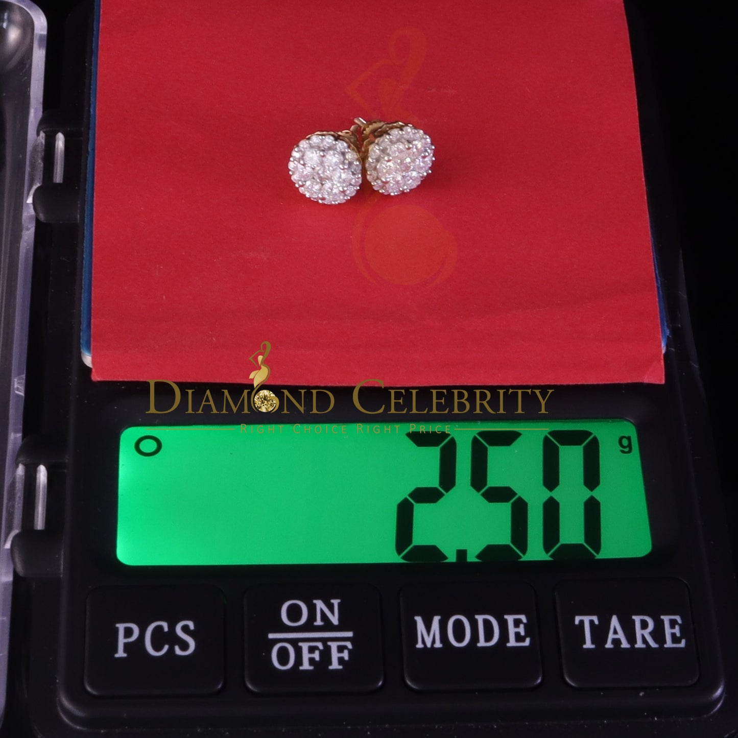 DiamondCelebritees Men's/Womens 925 Silver Yellow 1.33ct VVS 'D' Moissanite Round Stud Earrings