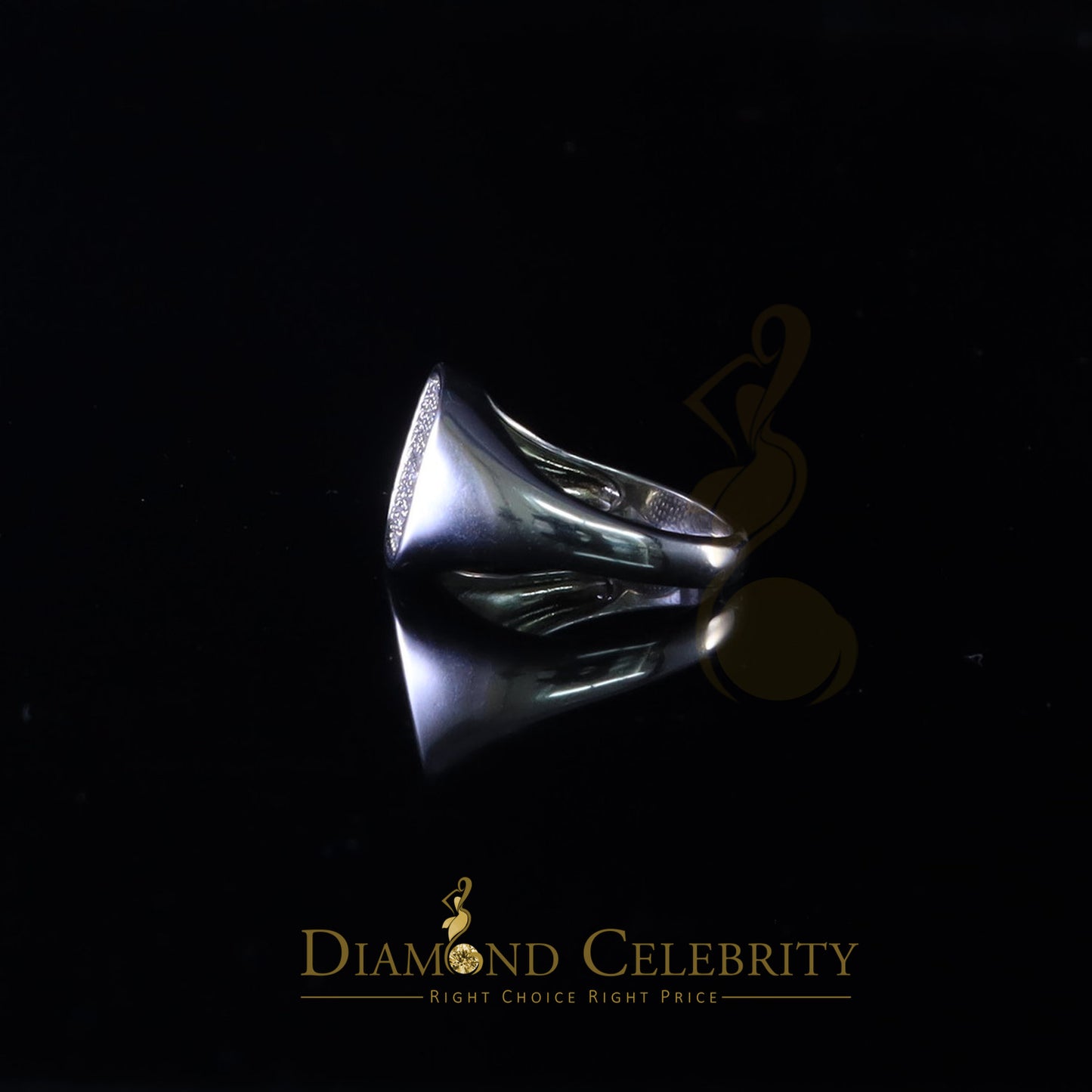 DiamondCelebritees 925 White Silver Square-Shape 0.25ct Cubic Zirconia Engagement Men's Ring SZ 8