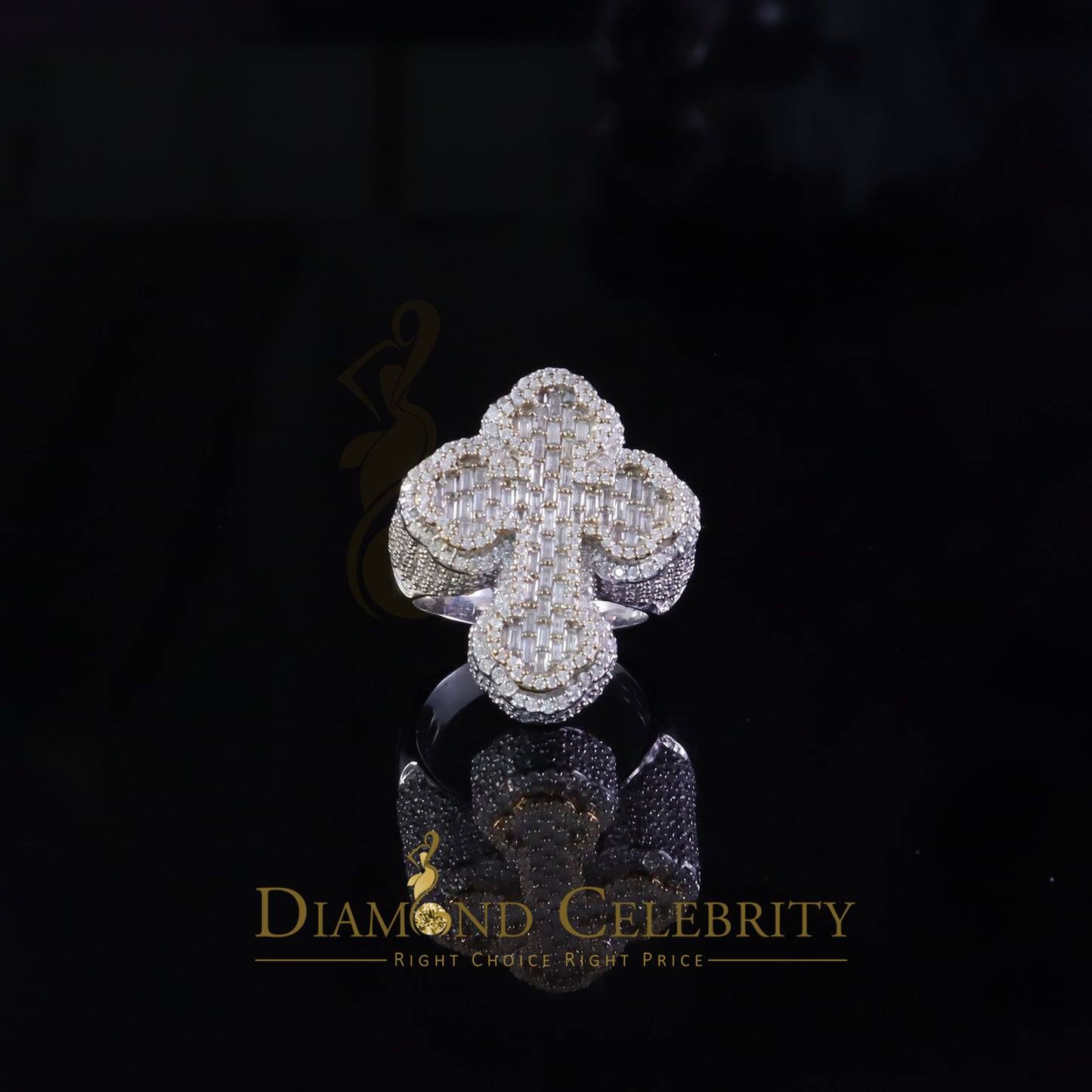 DiamondCelebritees New White 925 Sterling Silver 6.00ct VVS D Moissanite Rings Size 10 Cross Men's