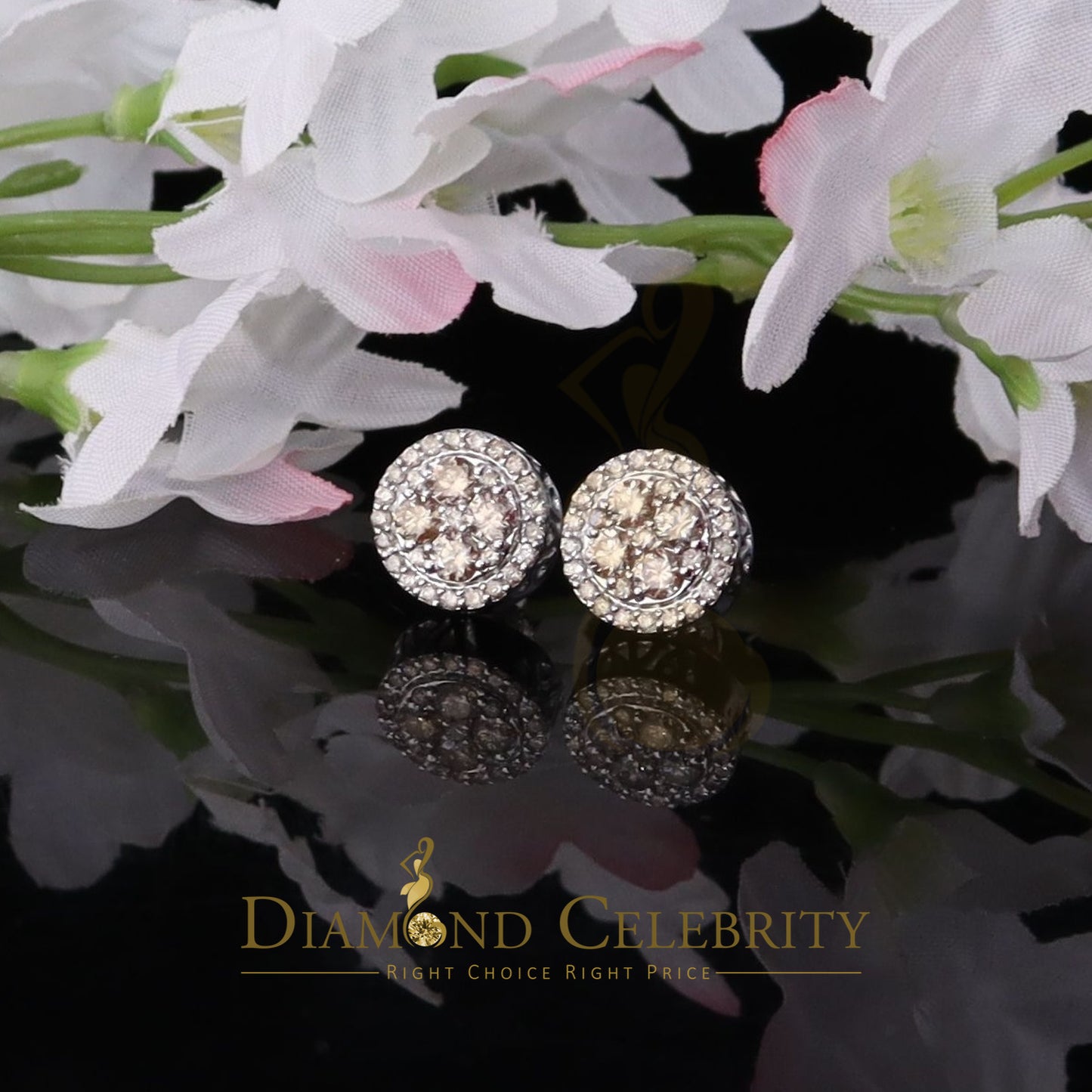 DiamondCelebritees10K Real White Gold Real Diamond 1.25CT Men's/Women's Stud Round Earring