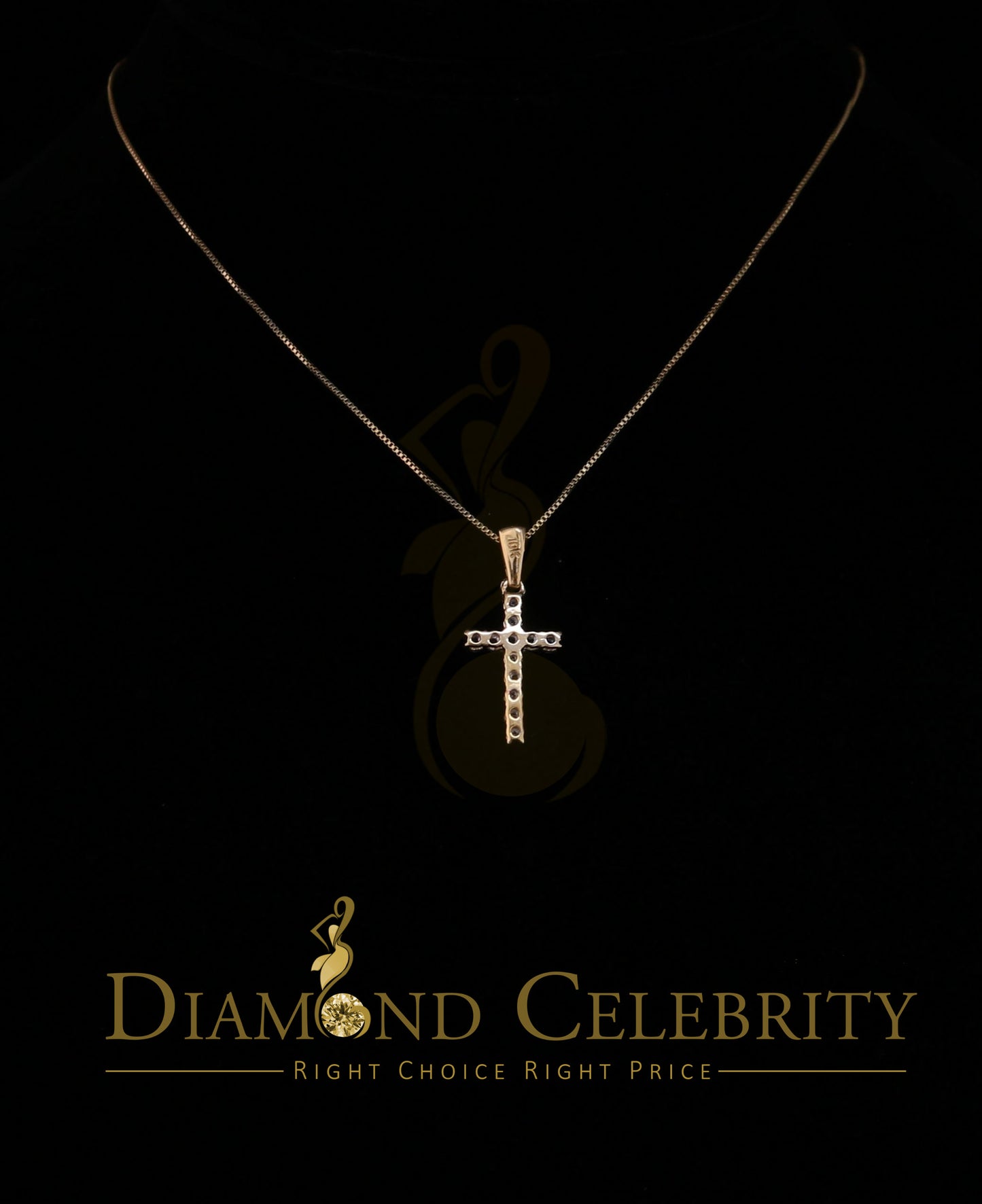 DiamondCelebritees 10k Real Gold Real Diamond 0.50ct CROSS Charm Fashion Yellow Style Pendant