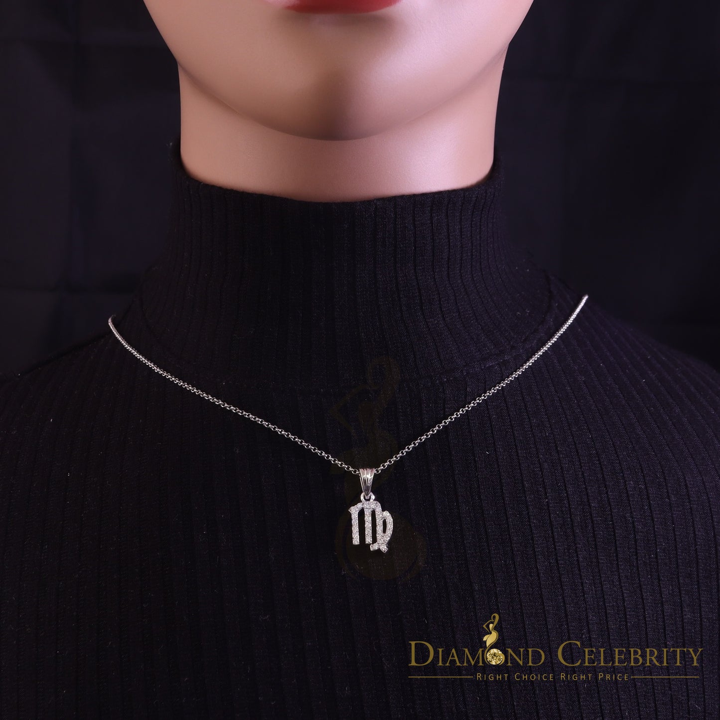 DiamondCelebritees 0.68ct Cubic Zirconia Silver White VIRGO SEPTEMBER Month Pendant Men & Women