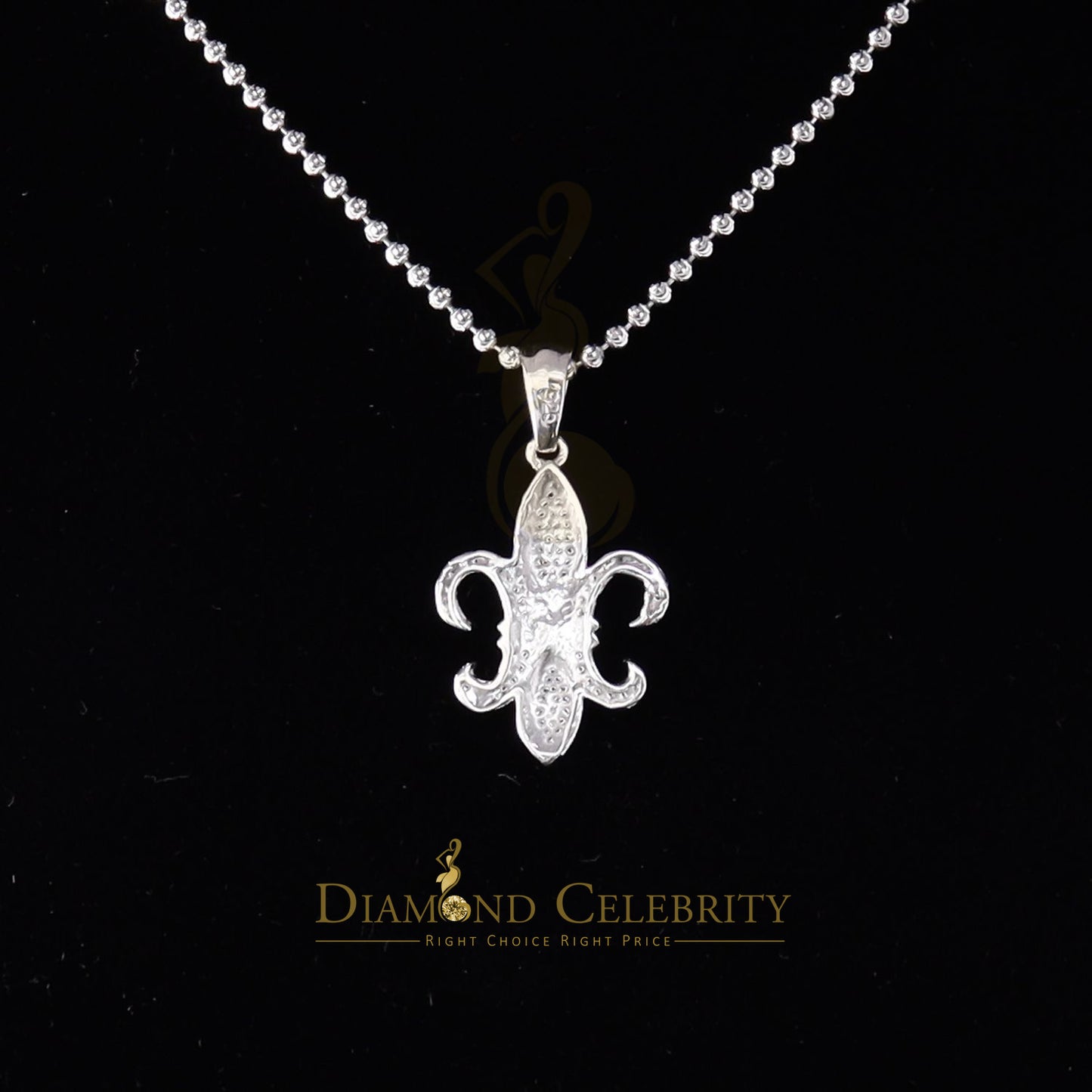 DiamondCelebritees White 925 Fleur de Lis Shape Sterling Silver Pendant with 0.50ct Cubic Zirconia