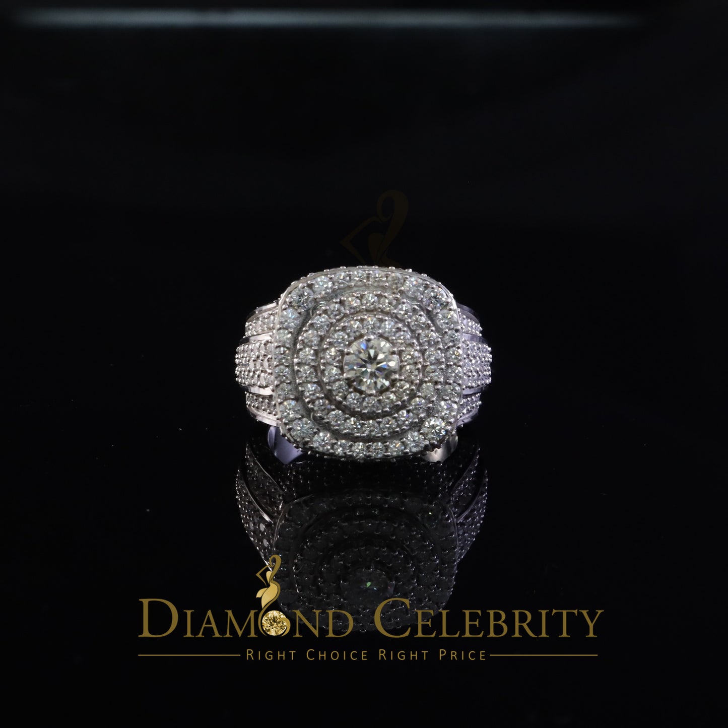 DiamondCelebritees White Sterling Silver 6.50ct VVS 'D' Moissanite Round Rings Size 10 Men's